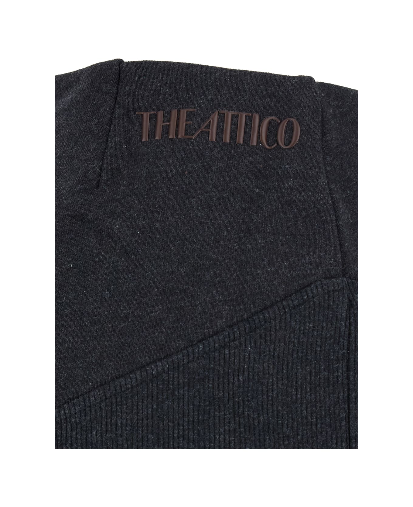 The Attico Grey Midi Skirt With Logo Lettering And Handkerchief Hem In Cotton Woman - Grey