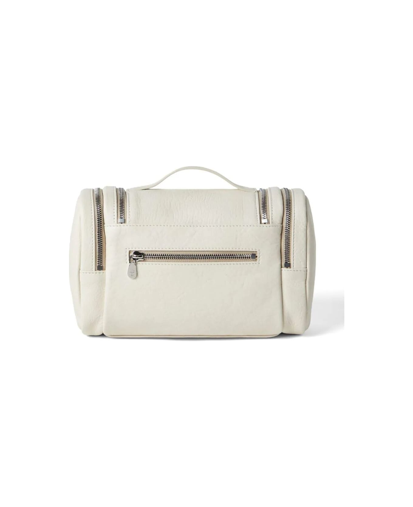 Brunello Cucinelli Leather Beauty Case - English White トラベルバッグ