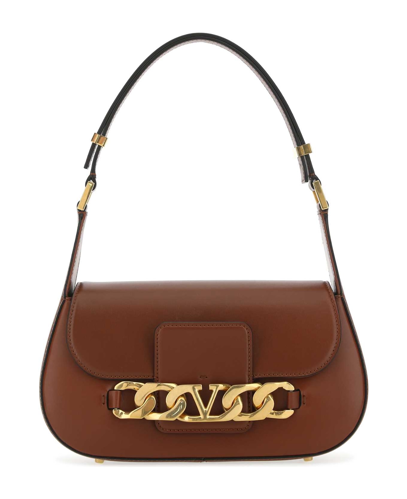 Valentino Garavani Brown Leather Vlogo Chain Shoulder Bag - 7P9 トートバッグ