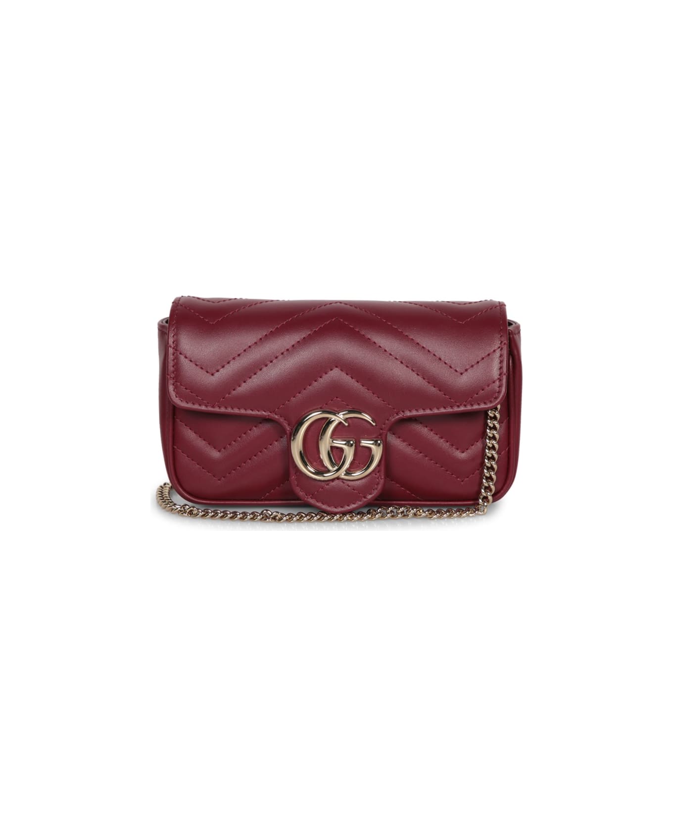 Gucci Gg Marmont Supermini Leather Bag In Red - Red