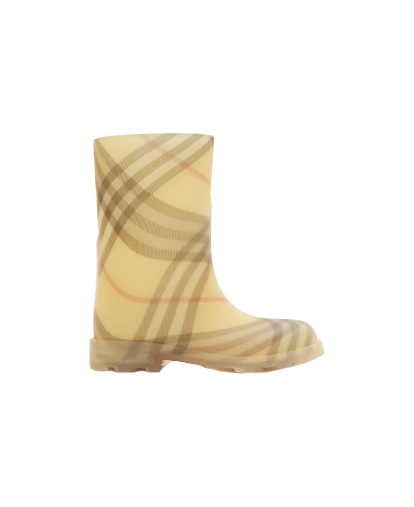 Burberry Marsh Check Rubber High Boots - Straw