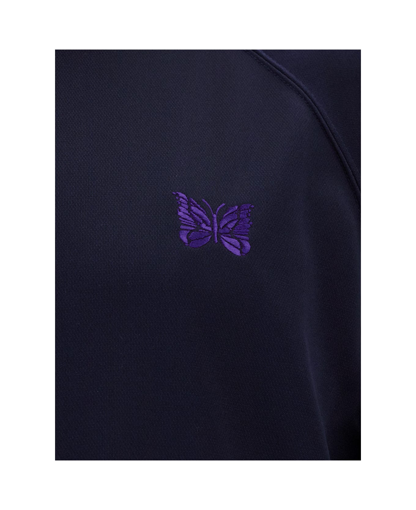 Needles Blue High-neck Sweatshirt With Logo Embroidery In Tech Fabric Man - Blu ニットウェア