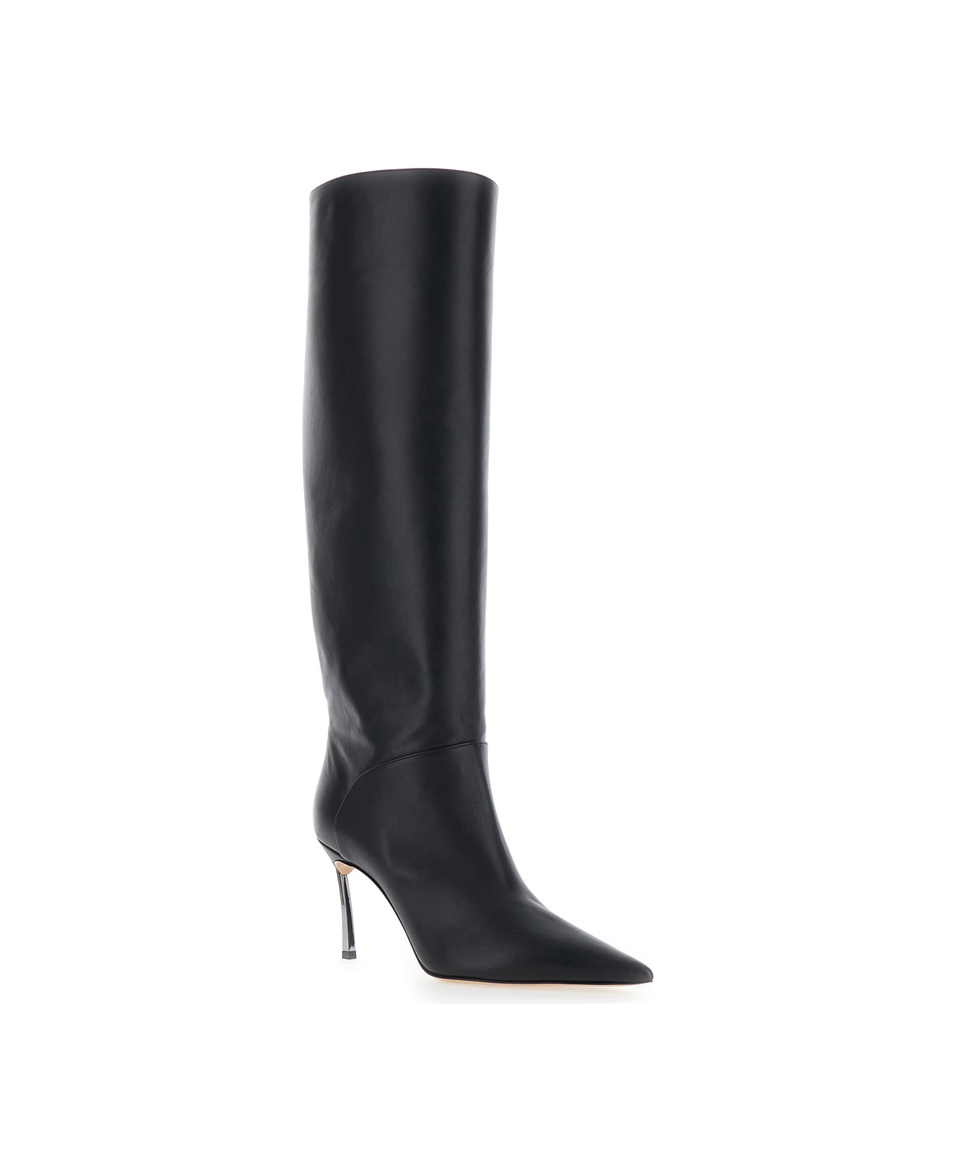 Casadei 'superblade' Black Knee-high Boots With Stiletto Heel In Leather Woman - Black