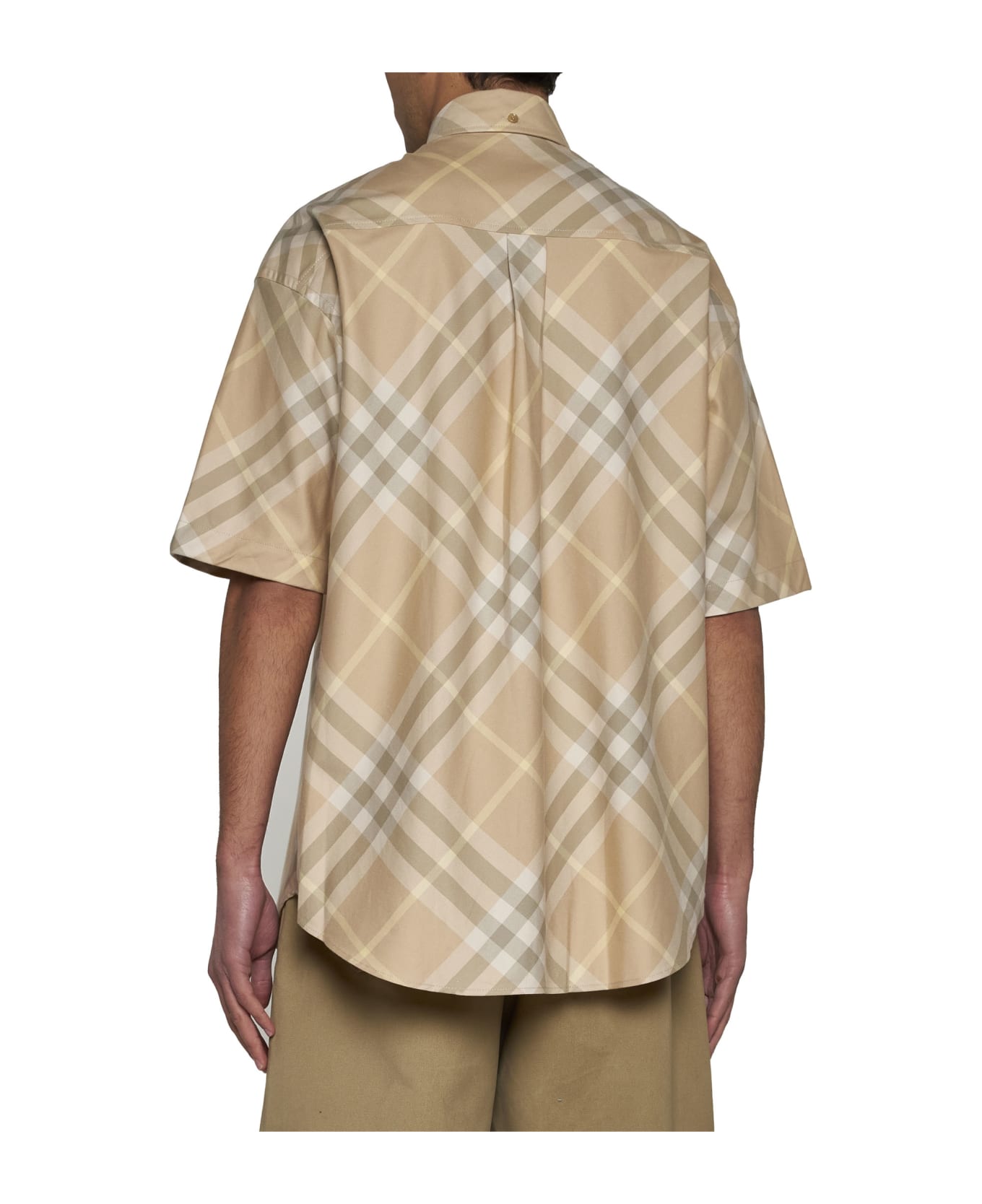 Burberry Check Motif Yellow Short Sleeves Shirt - Beige