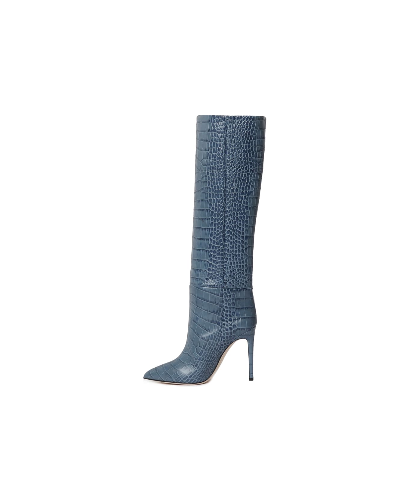 Paris Texas Crocodile Embossed Leather Boots - Blue denim