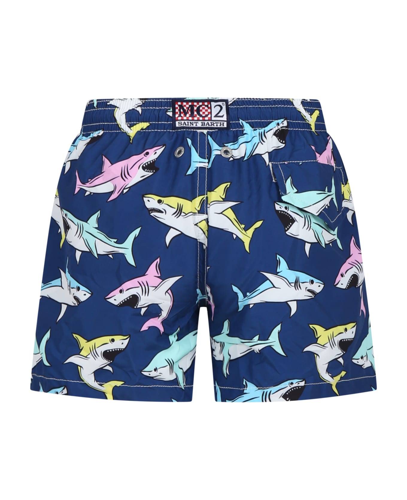MC2 Saint Barth Blue Swim Shorts For Boy With Shark Print - Blue