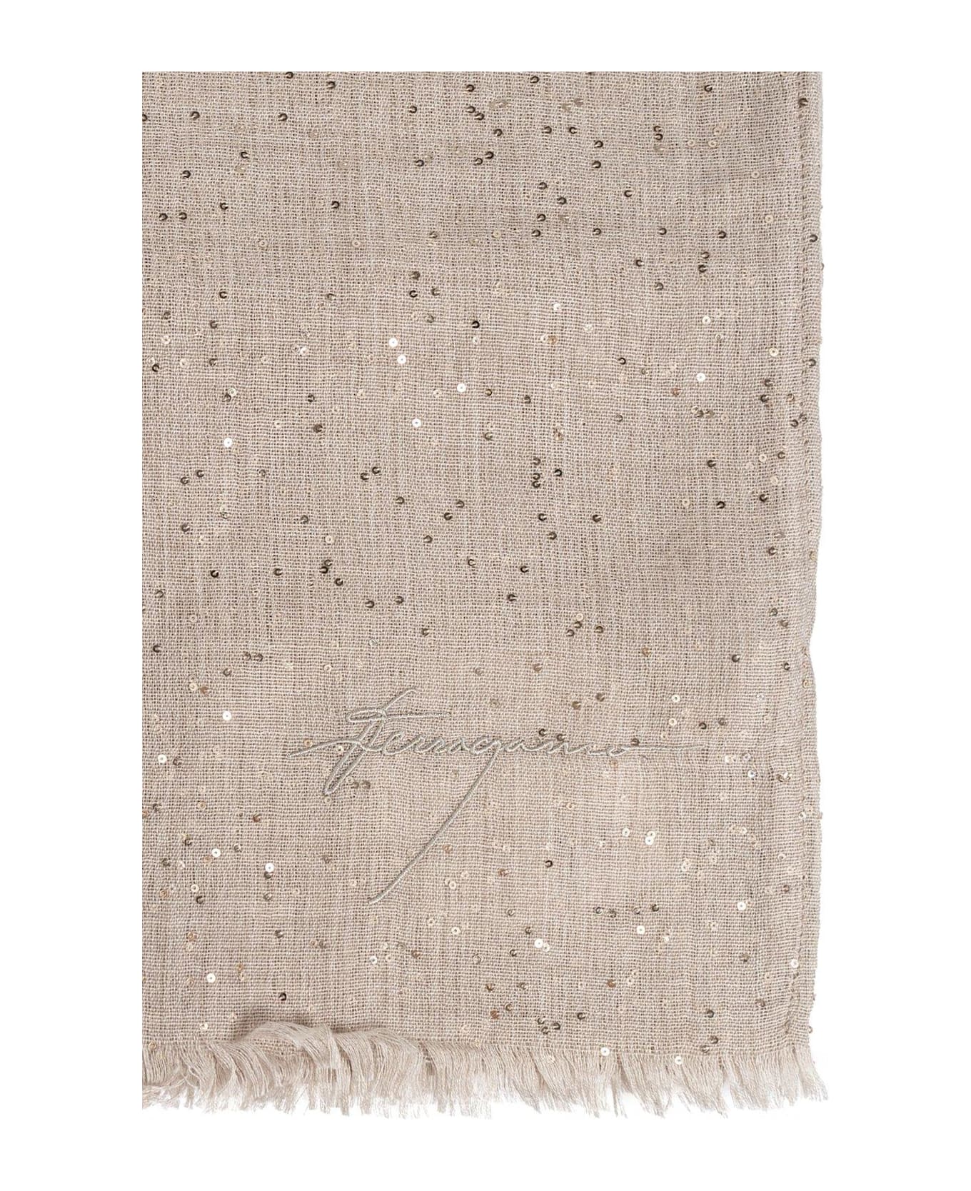 Ferragamo Micro Sequins Stole Scarf - NEUTRALS