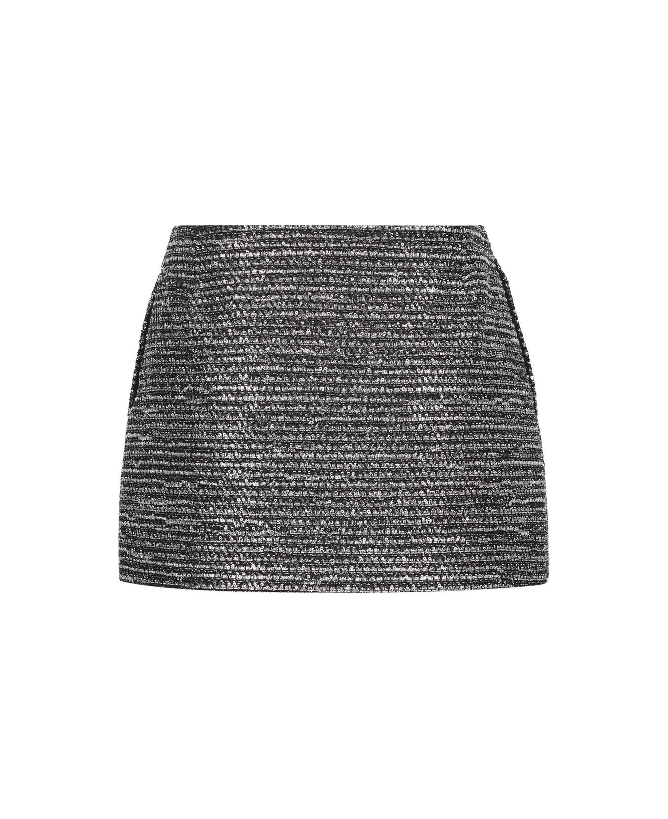 Gucci Tweed Mini Skirt - Black Silver