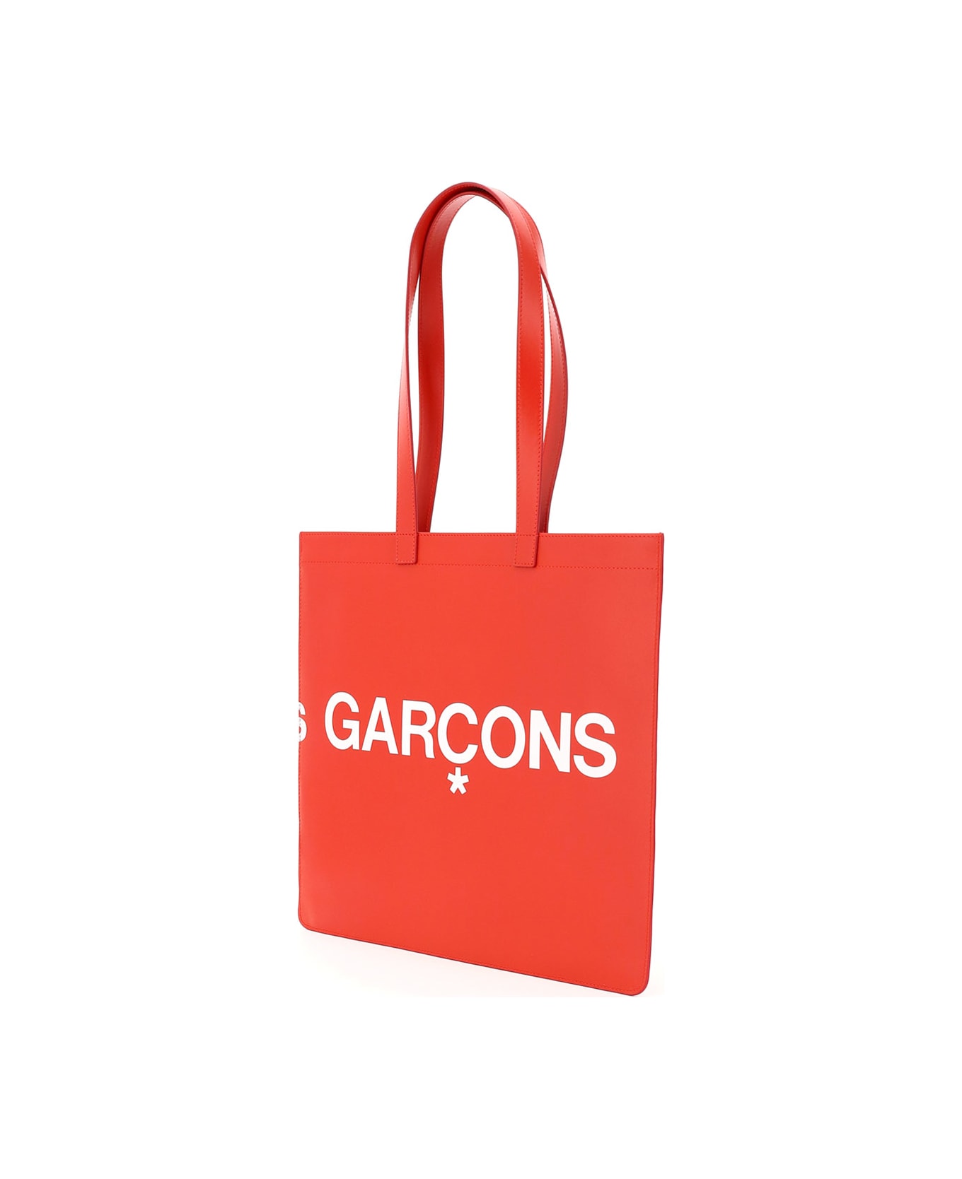 Comme des Garçons Wallet Leather Tote Bag With Logo - RED (Red)
