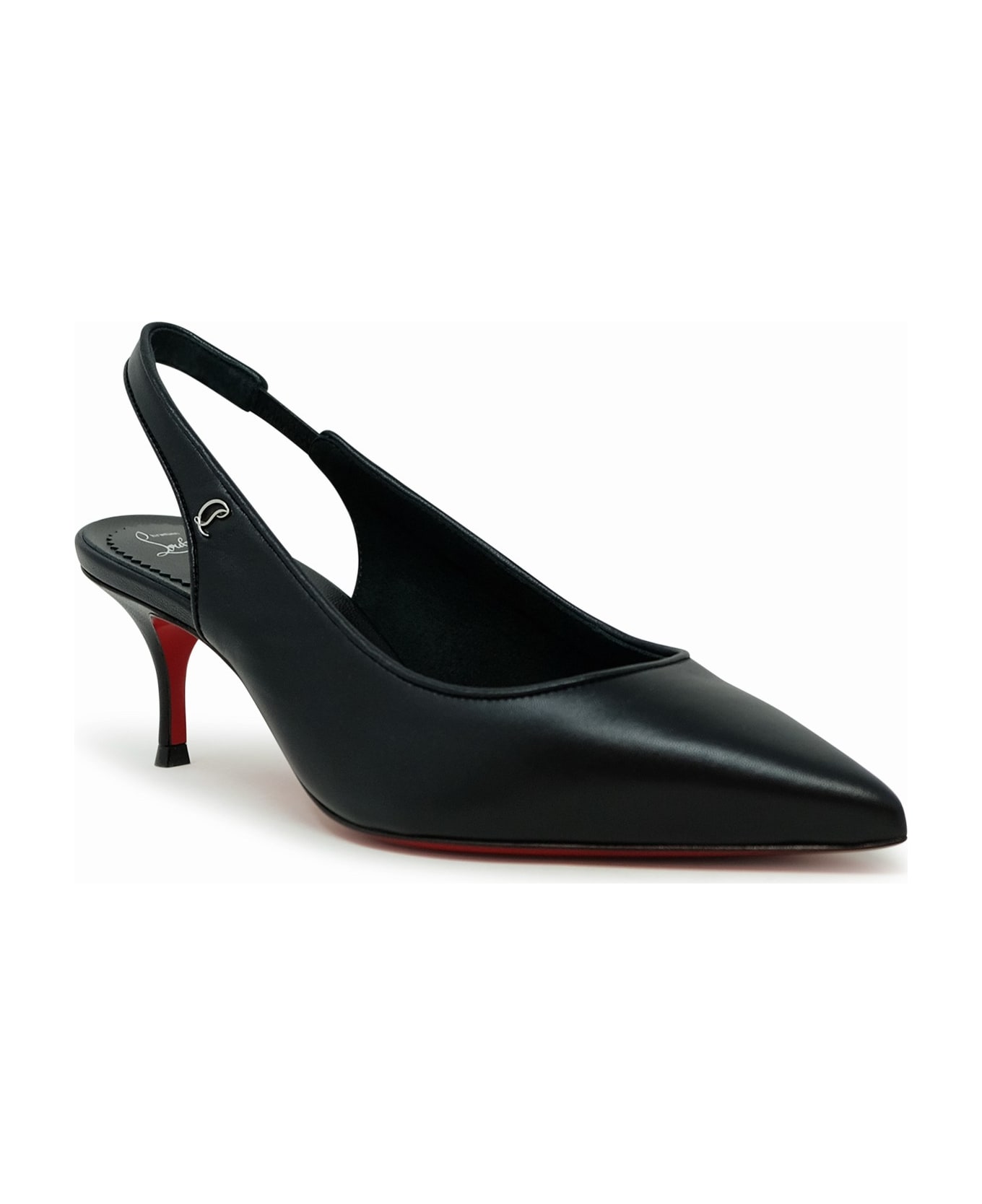 Christian Louboutin Black Leather Sporty 55 Sling - Black/lin Black