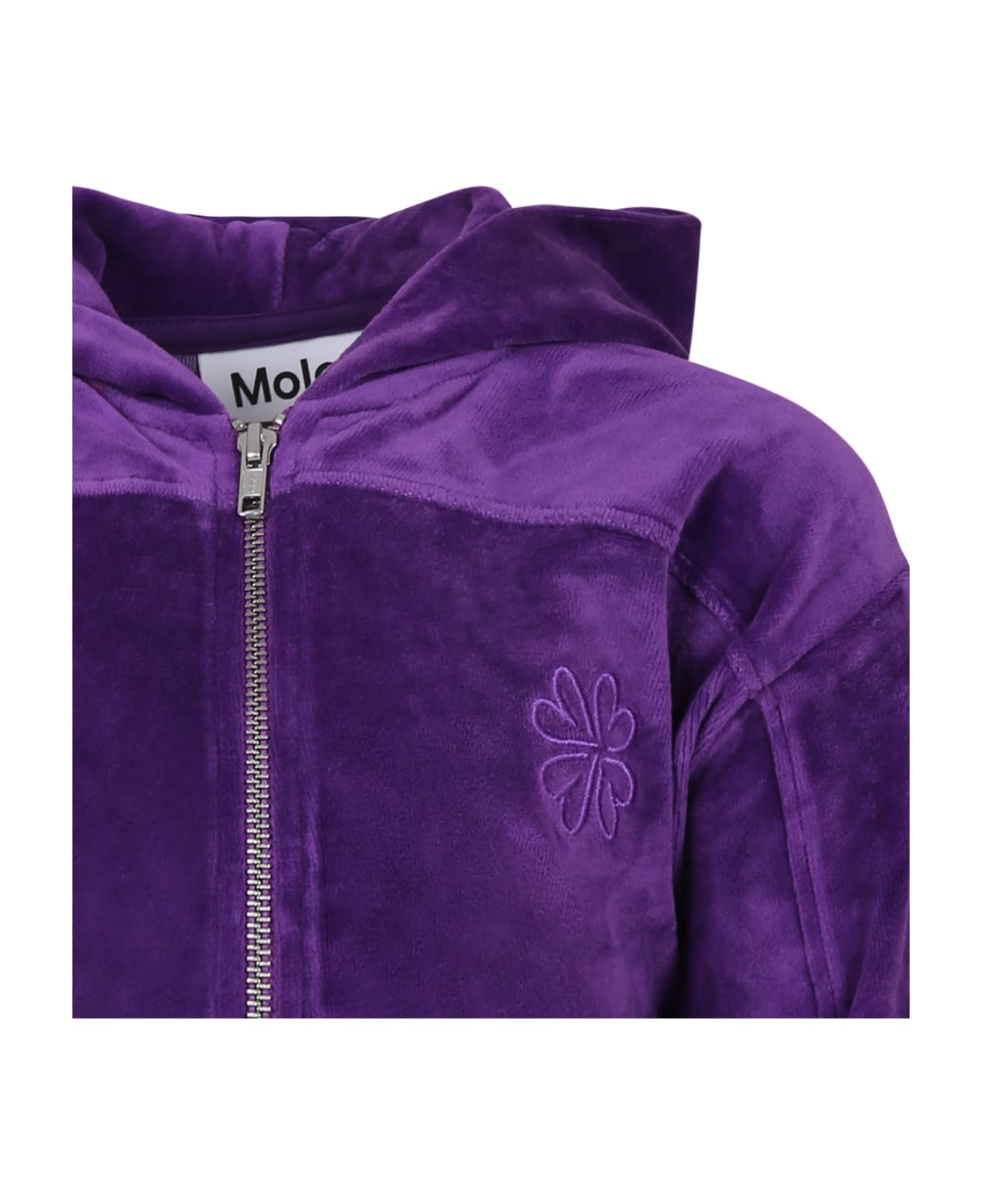 Molo Purple Sweatshirt For Girls With Embroidery - Violet ニットウェア＆スウェットシャツ