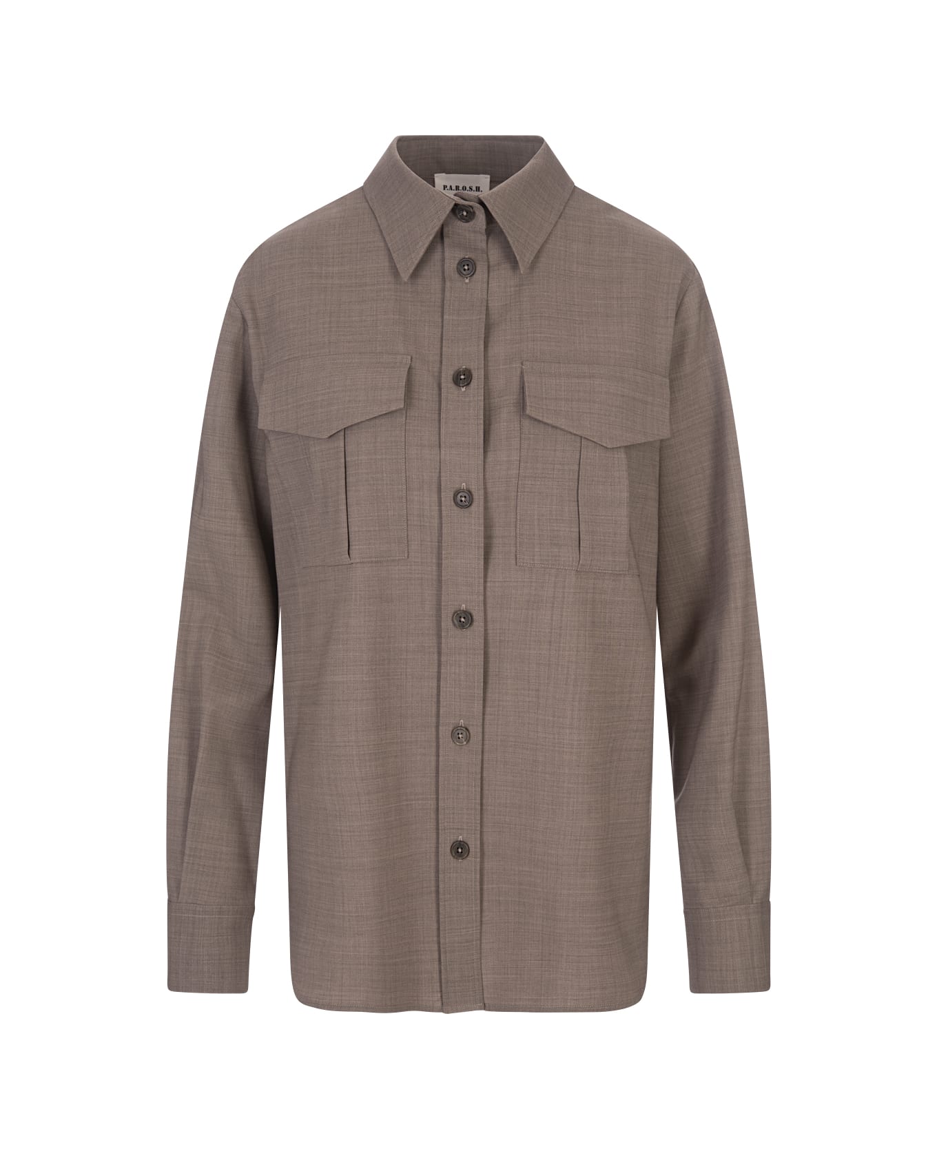 Parosh Lille Shirt In Taupe Stretch Wool - Brown