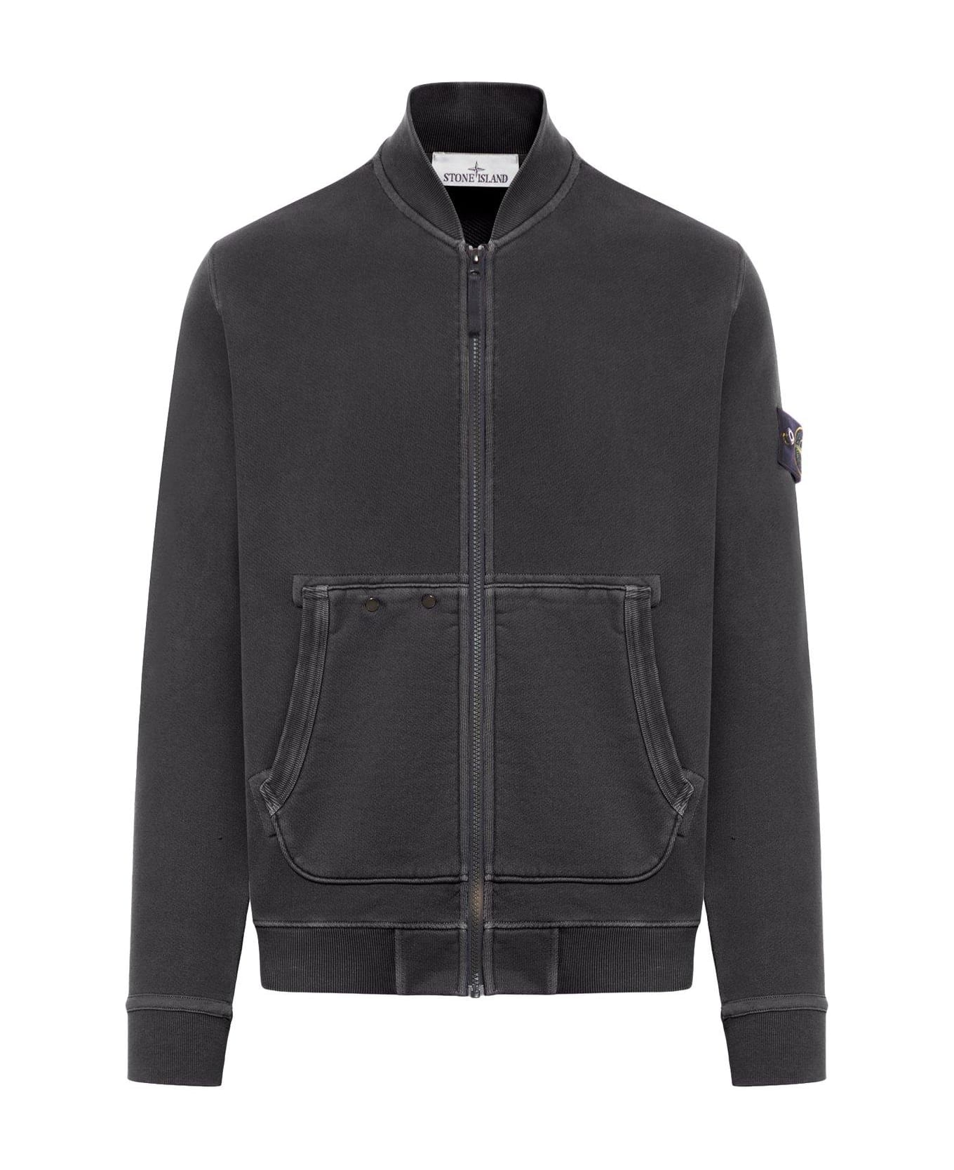 Stone Island Logo Patch Zip-up Jacket - V0129 BLACK