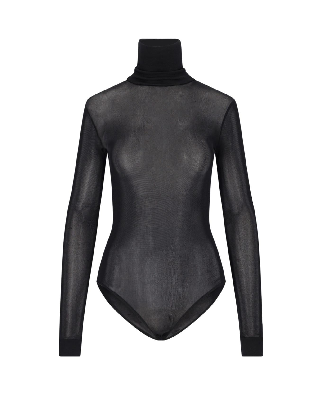 Maison Margiela Transparent Turtleneck Bodysuit - Black