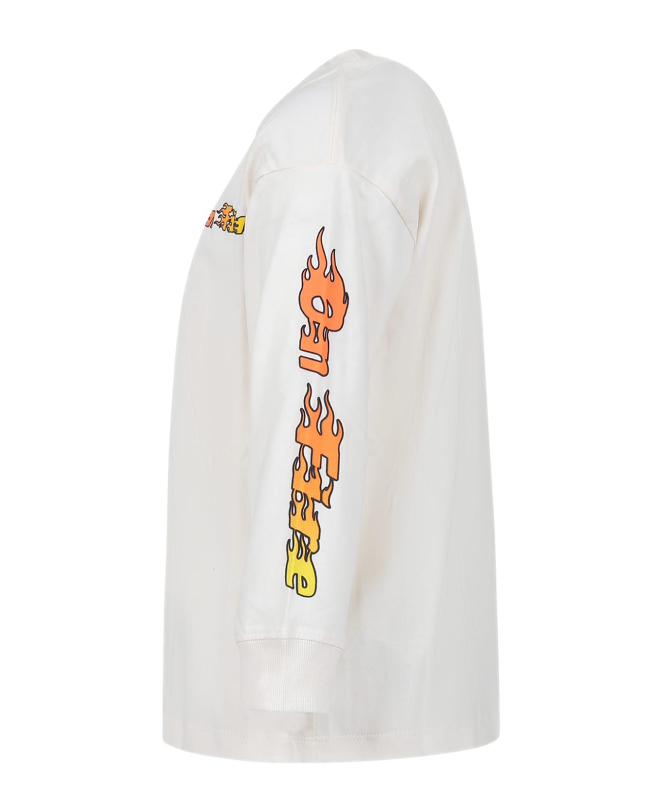 Molo Ivory T-shirt For Boy With Flames - White