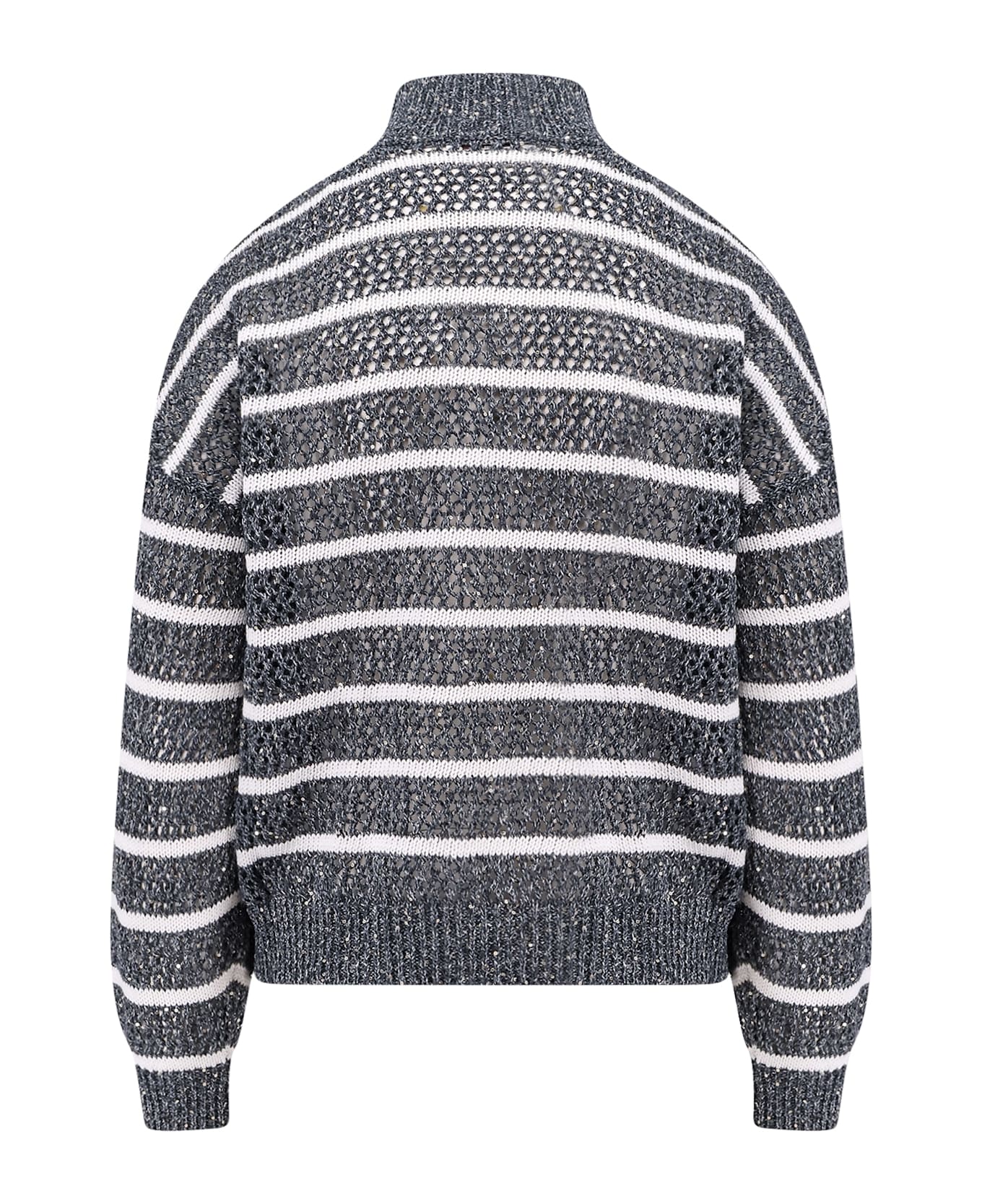 Brunello Cucinelli Dazzling Striped Net Cardigan - Grey