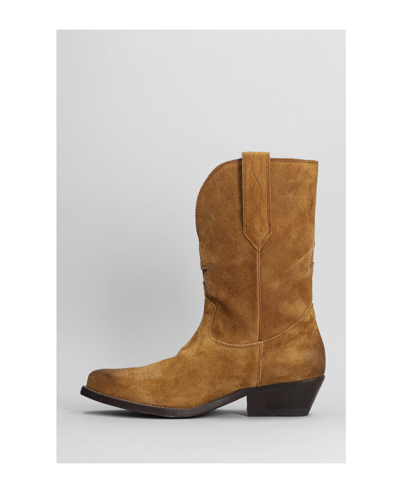 Golden Goose Wish Star Texan Boots In Leather Color Suede - leather color