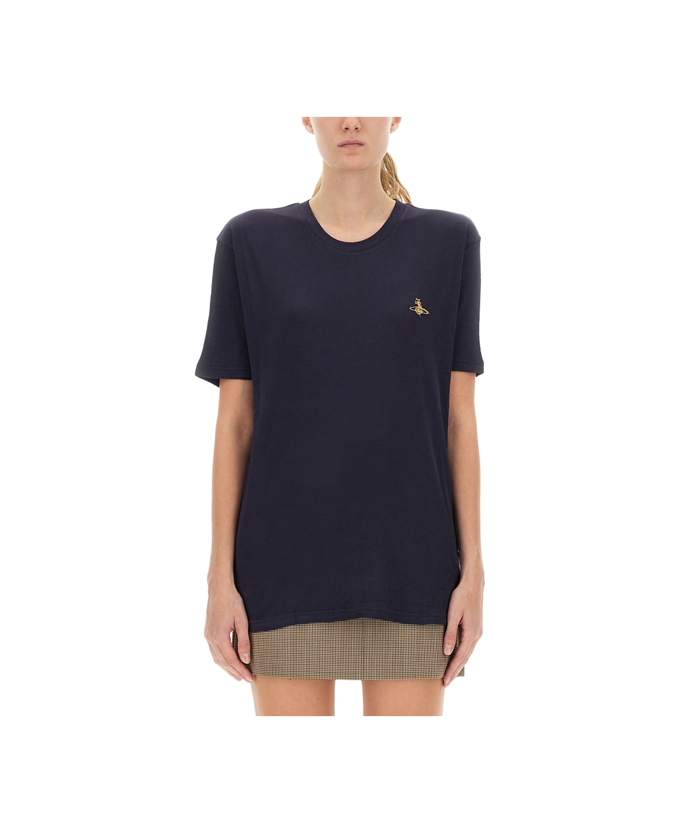 Vivienne Westwood T-shirt With Orb Embroidery - BLUE