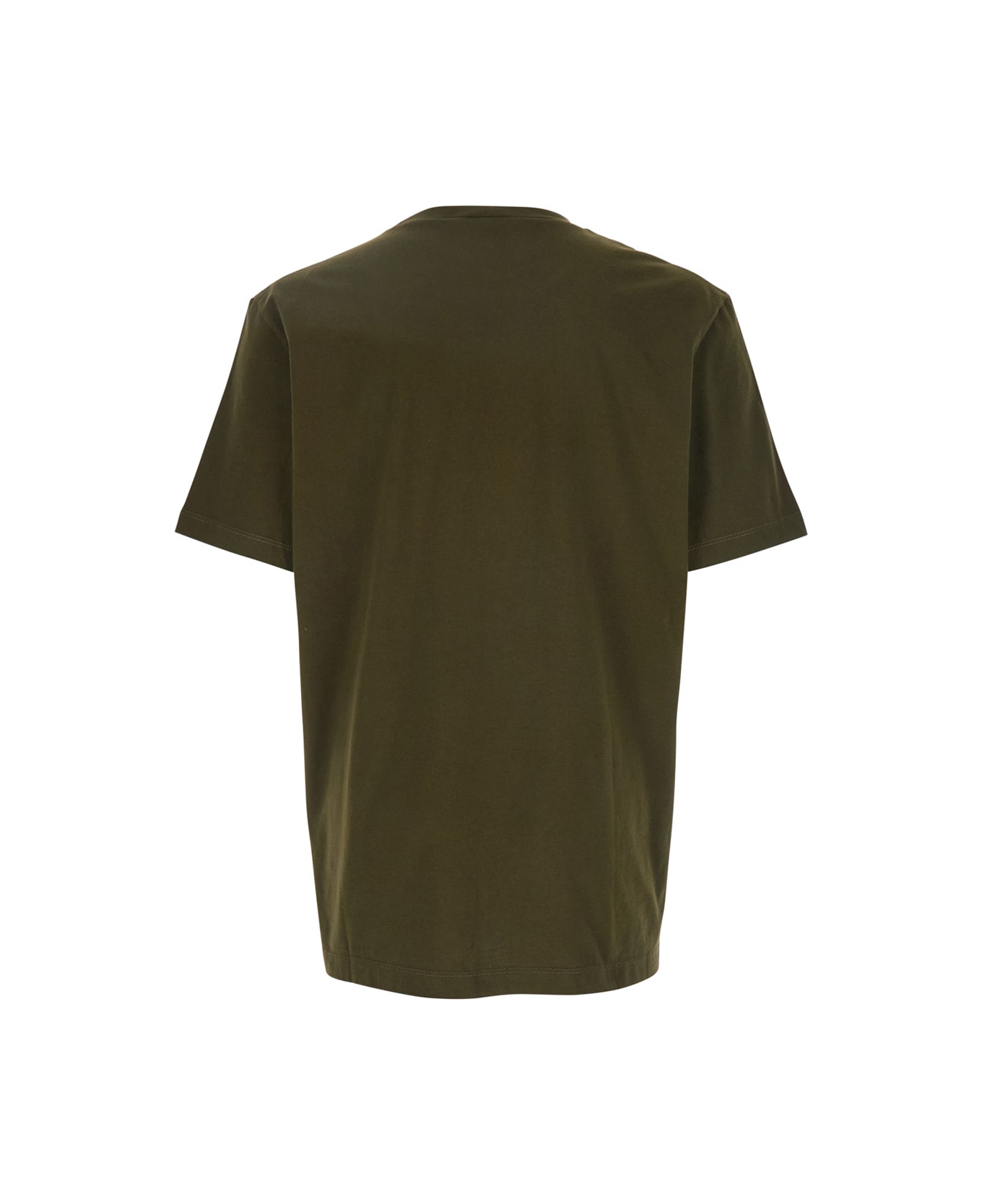 Dsquared2 Green Crew-neck T-shirt With Logo On The Front In Cotton Man - Green