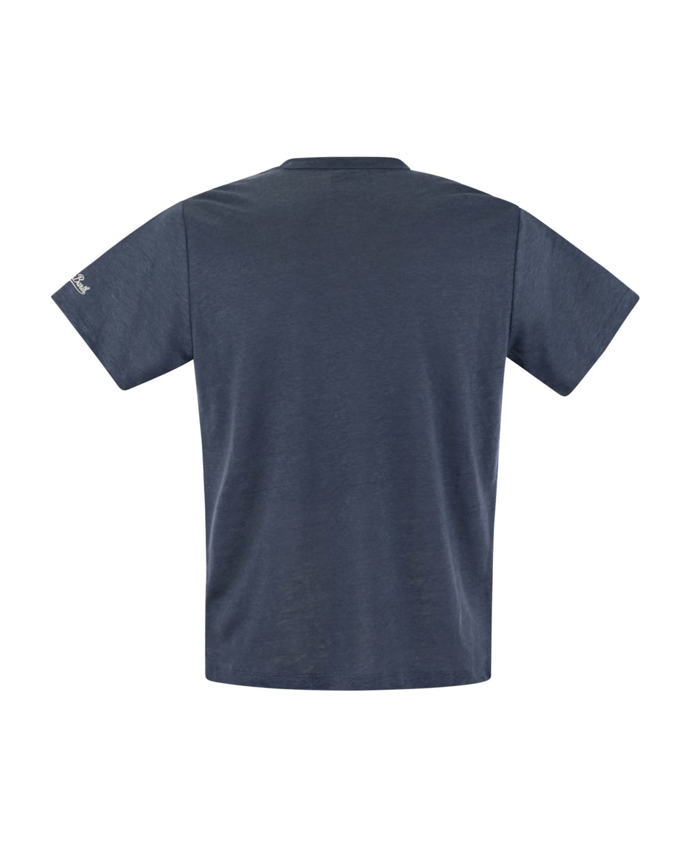 MC2 Saint Barth Ecstasea - Linen T-shirt With Pocket - Avio