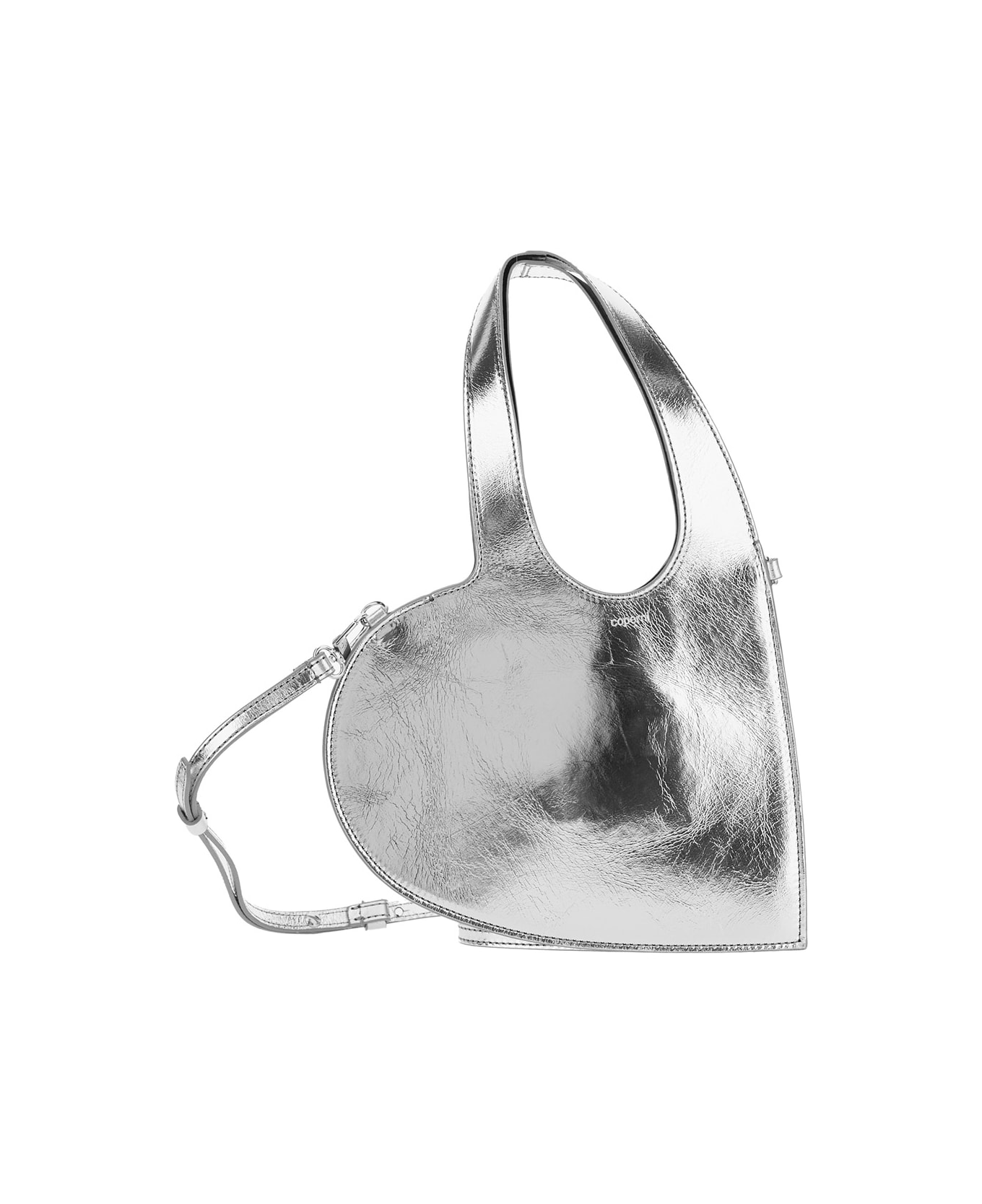 Coperni 'heart' Heart-shaped Metallic Crossbody Bag With Logo Lettering On The Front And Cut-out On The Handle In Leather Woman - Metallic