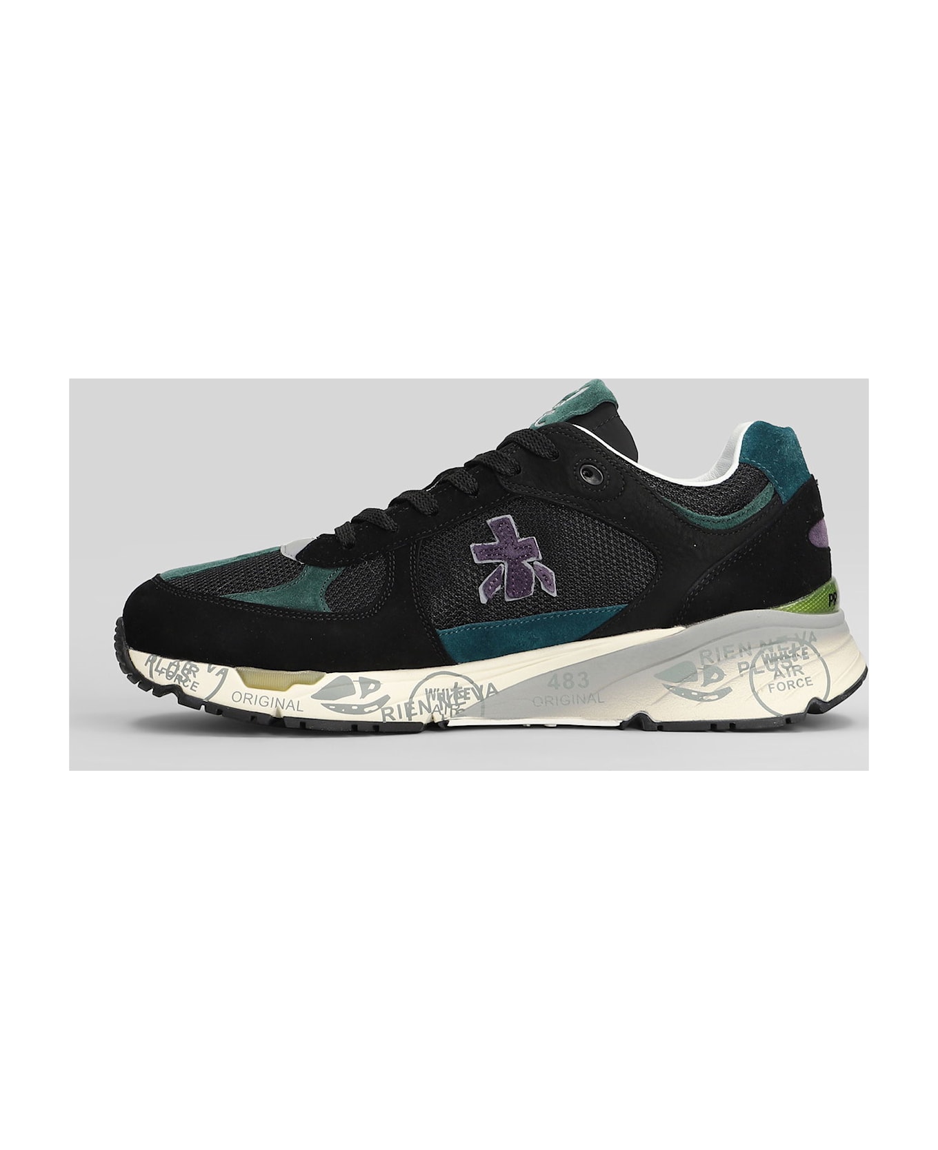 Premiata Mase Sneakers In Black Suede And Fabric - black