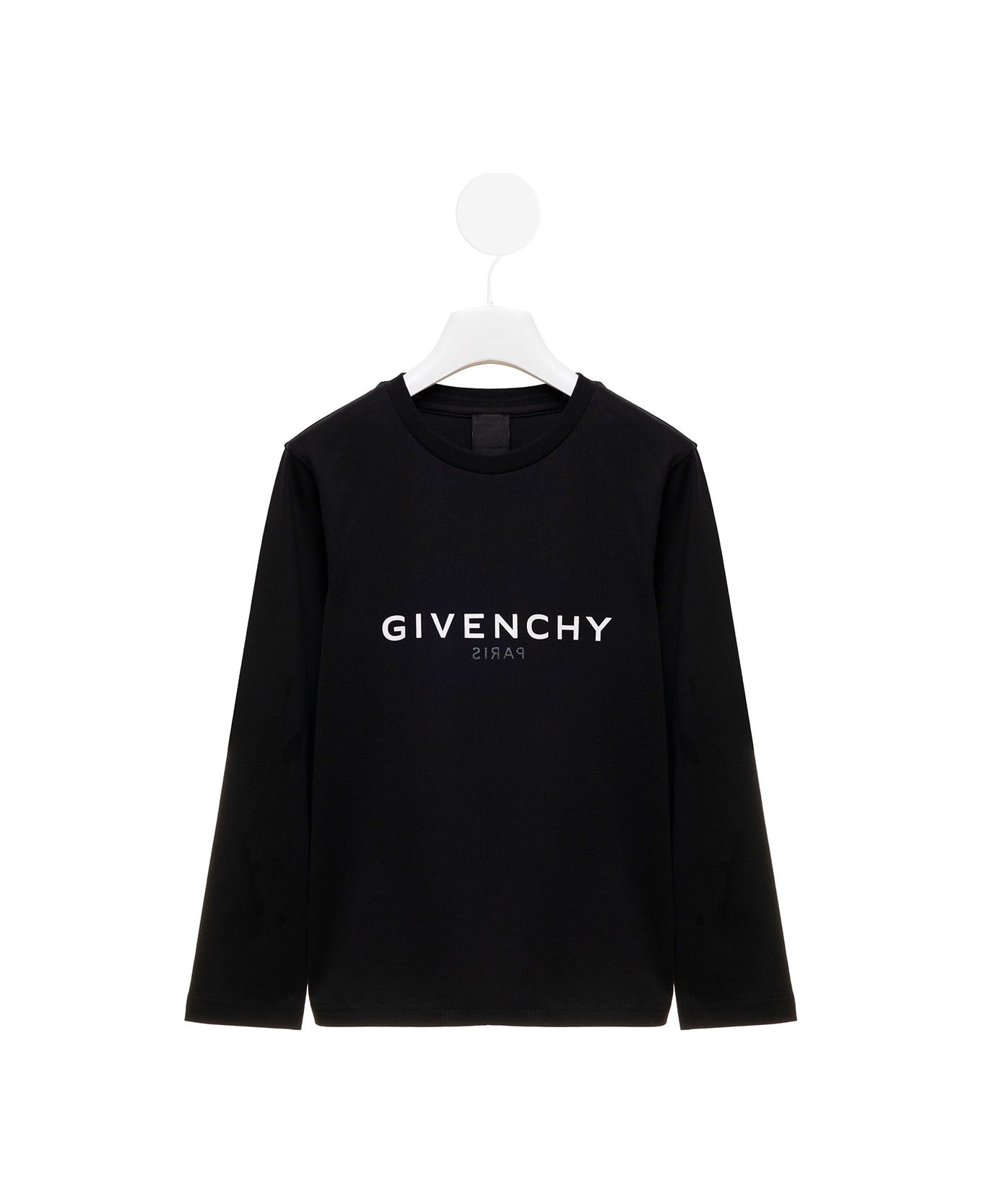 Givenchy Logo Printed Black Cotton T-shirt Boy Givenchy Kids - Black ニットウェア＆スウェットシャツ