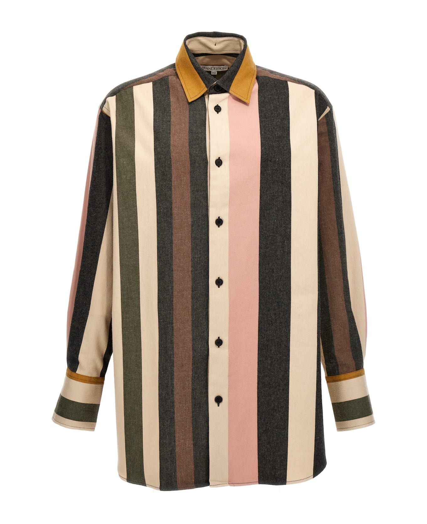 J.W. Anderson Logo Embroidered Striped Shirt - Flax Multi