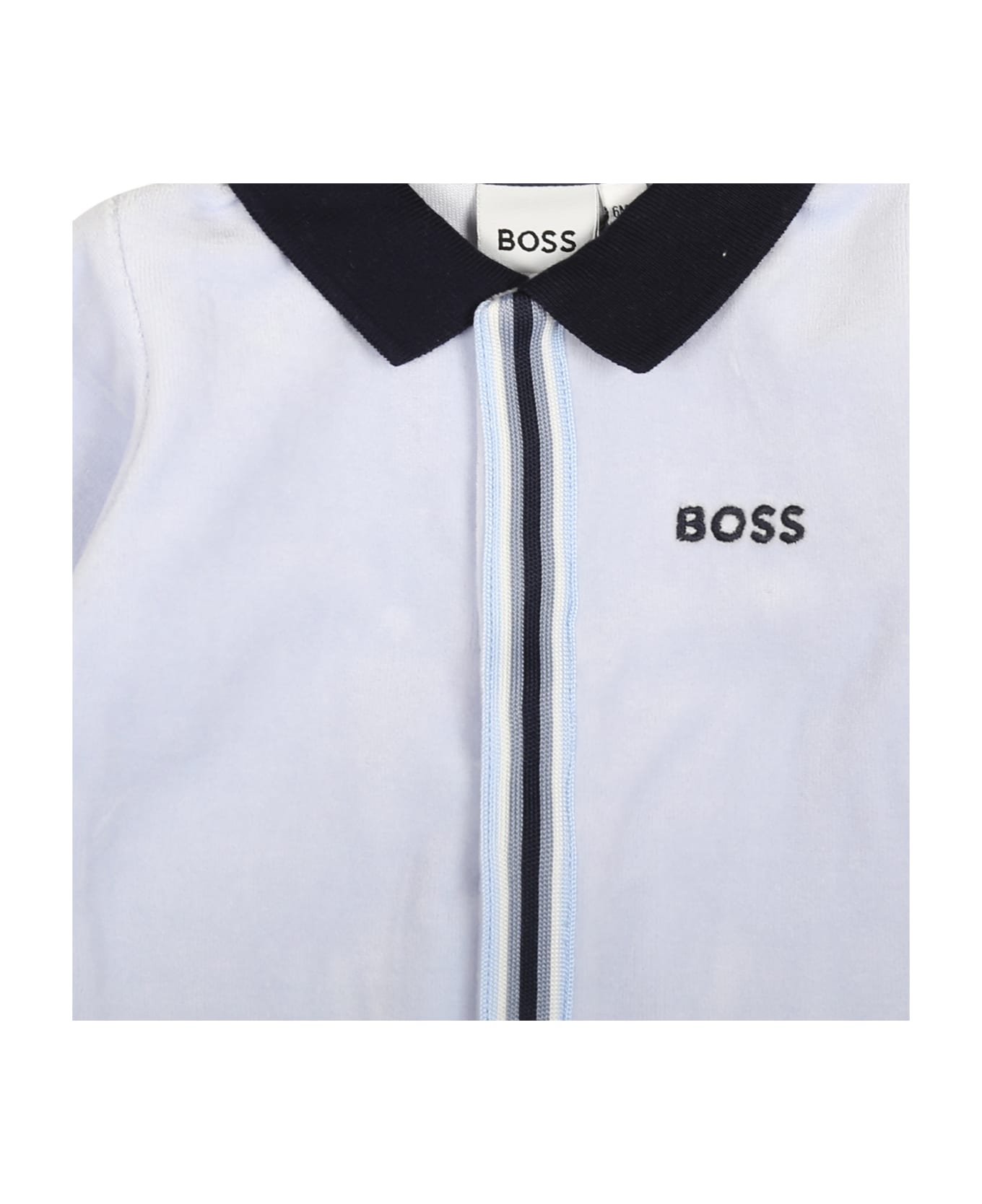 Hugo Boss Light Blue Babygrow For Baby Boy With Logo - Light Blue