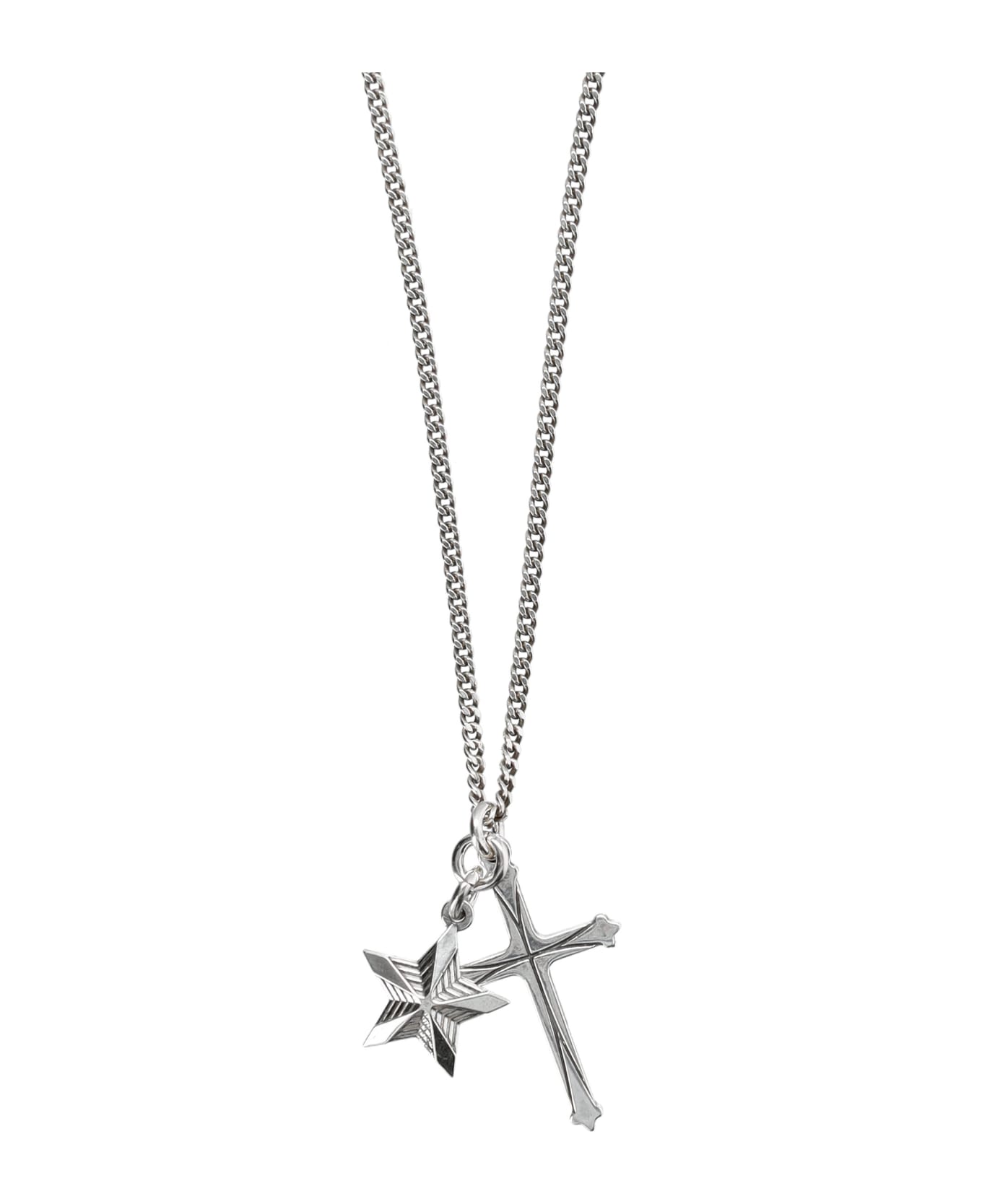 Emanuele Bicocchi Star And Cross Necklace - SILVER