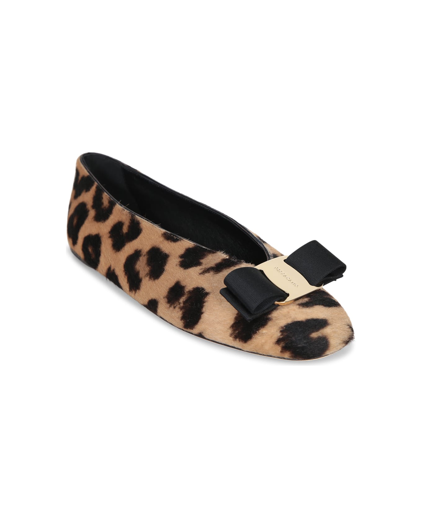 Ferragamo New Vara Pony Leopard Ballerina - Multi