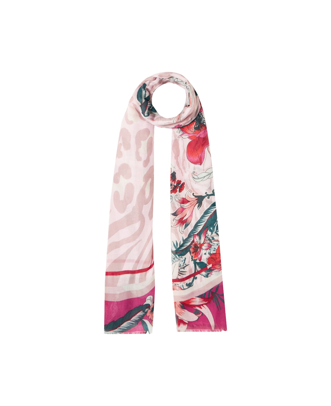 Liu-Jo Floral Print Foulard - Fuchsia