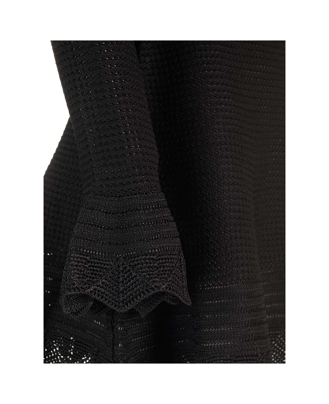 self-portrait Black Crochet Mini Dress - BLACK