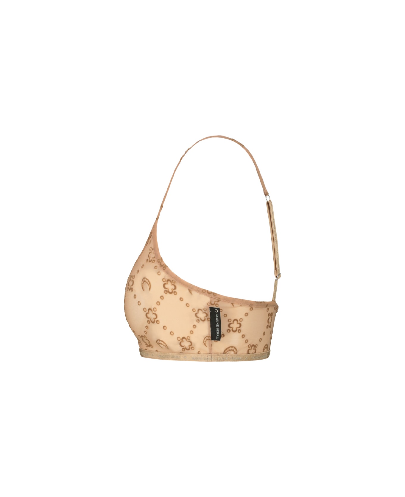 Marine Serre Recycled Mesh Flock Bralette - Camel