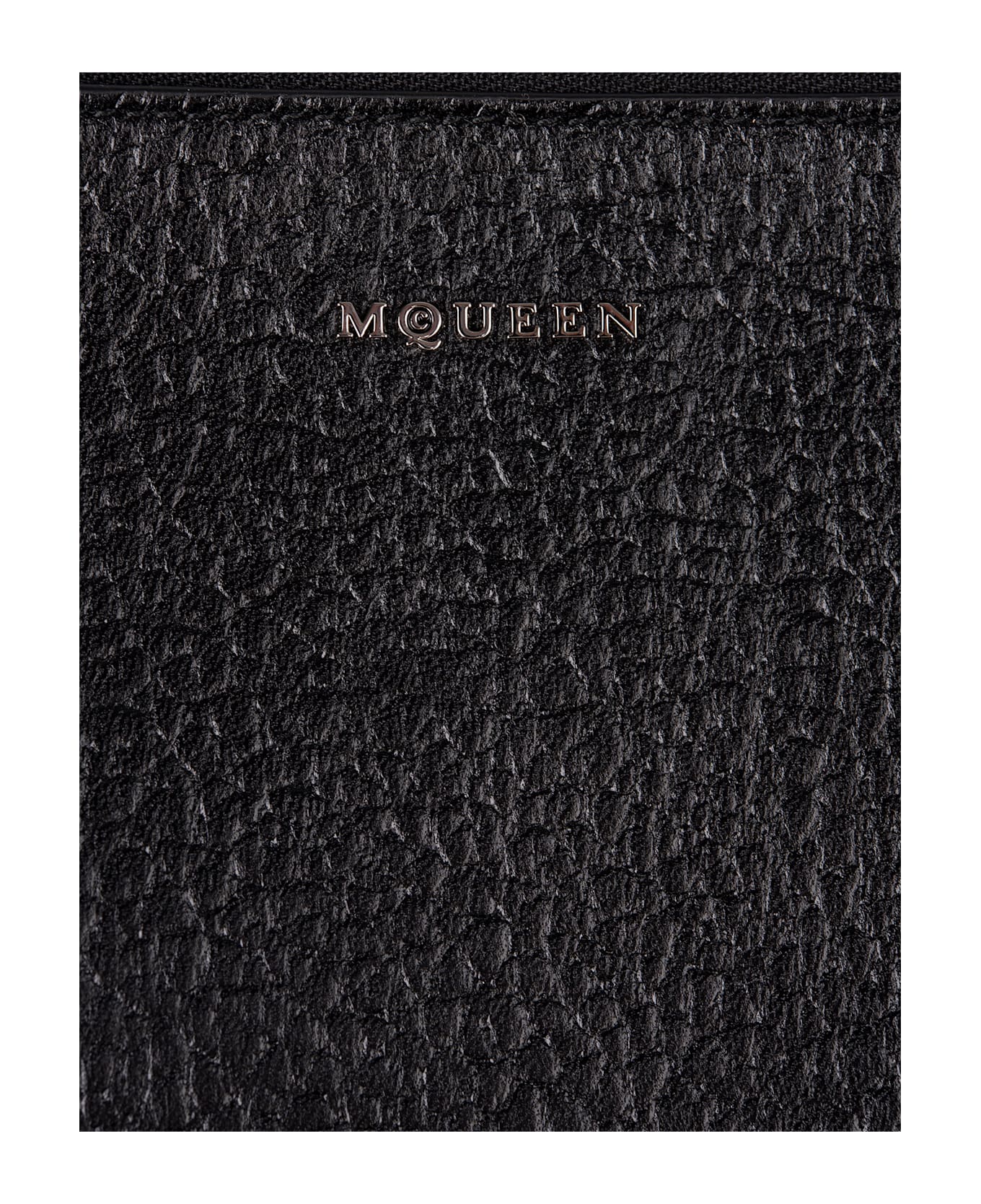 Alexander McQueen Black Hammered Leather Clutch Bag With Logo - Black