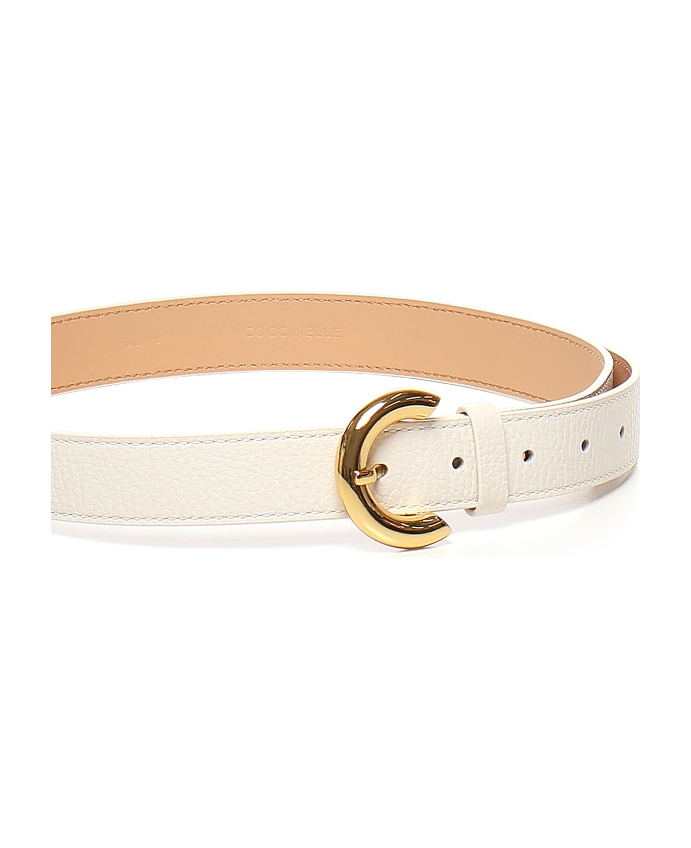 Coccinelle Leather Belt With Grain - White