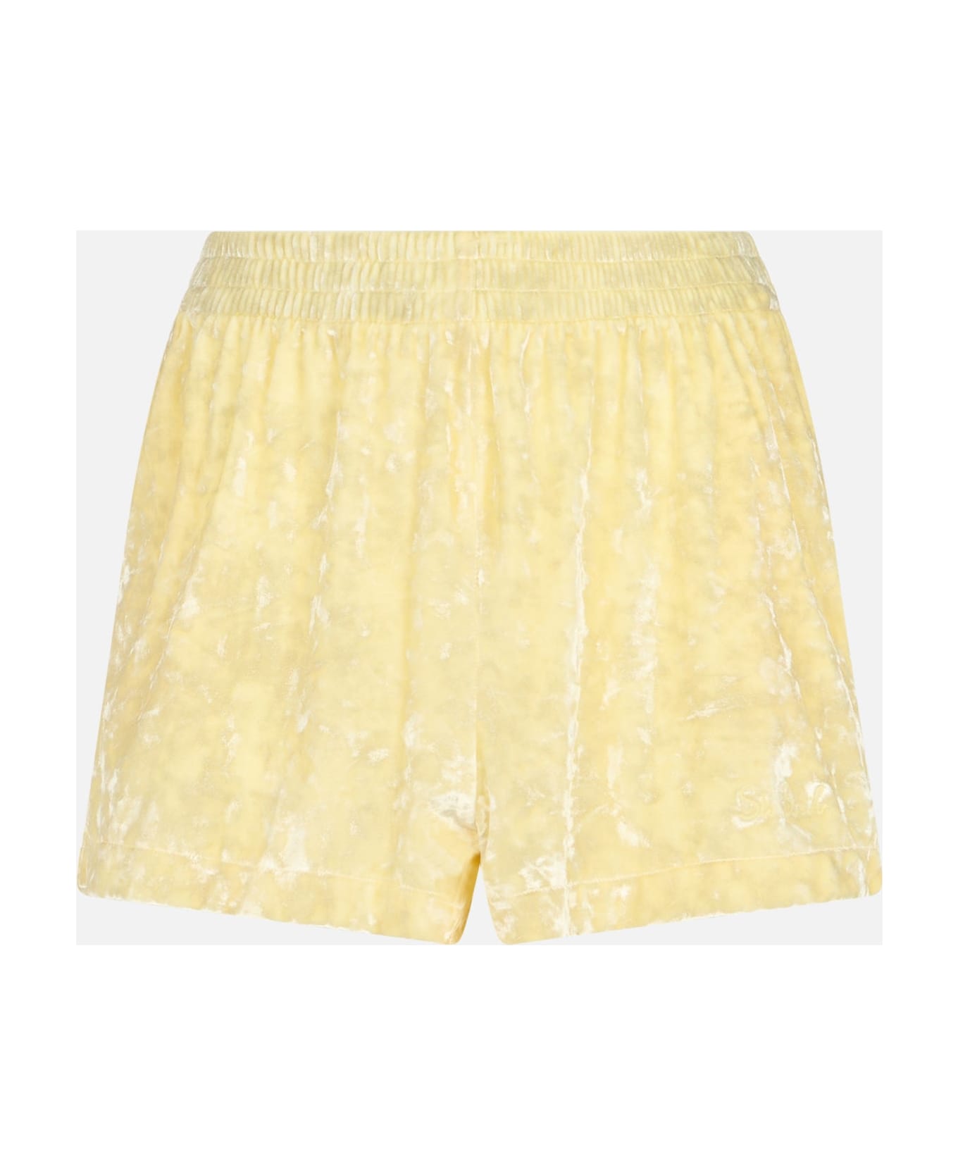 MC2 Saint Barth Woman Pale Yellow Chenille Pull Up Shorts Cate - YELLOW