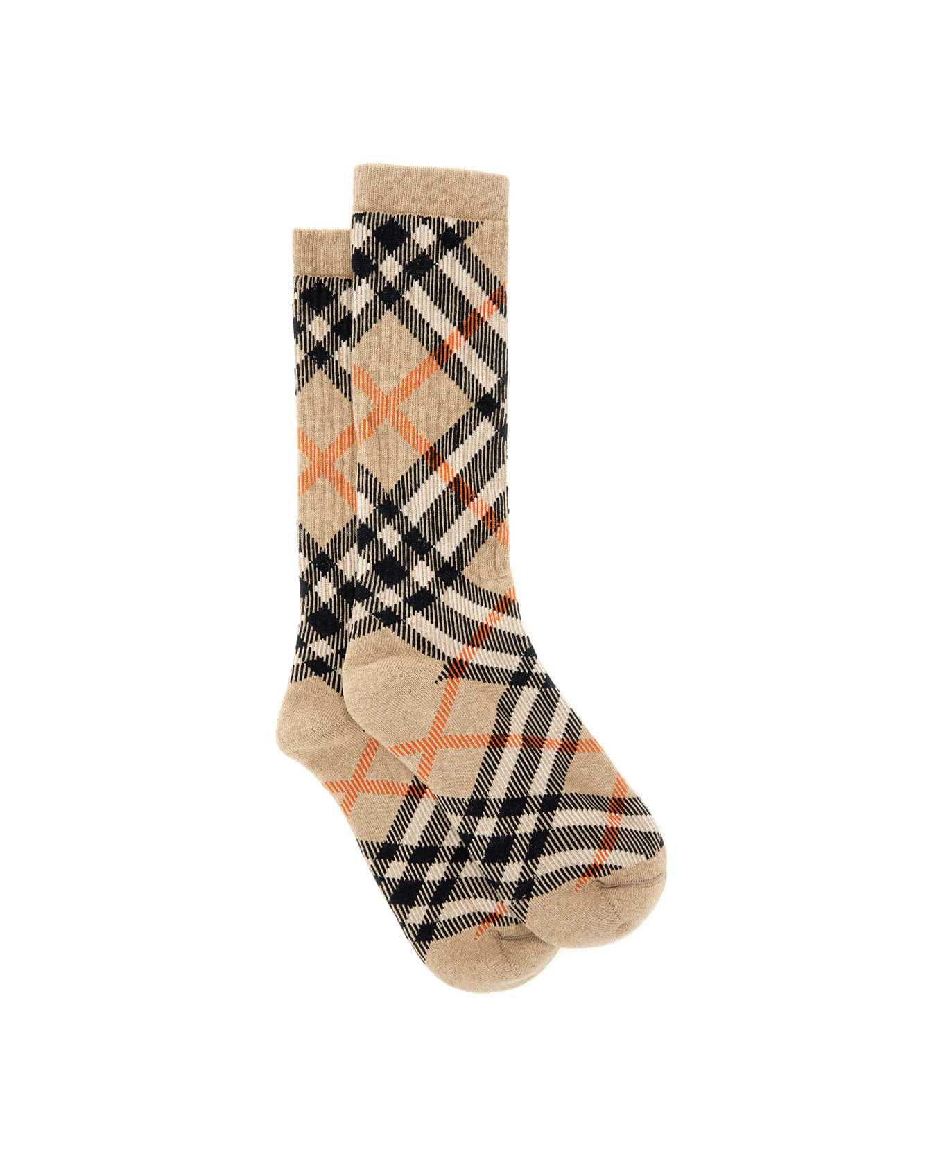 Burberry Embroidered Stretch Cotton Blend Socks - SAND