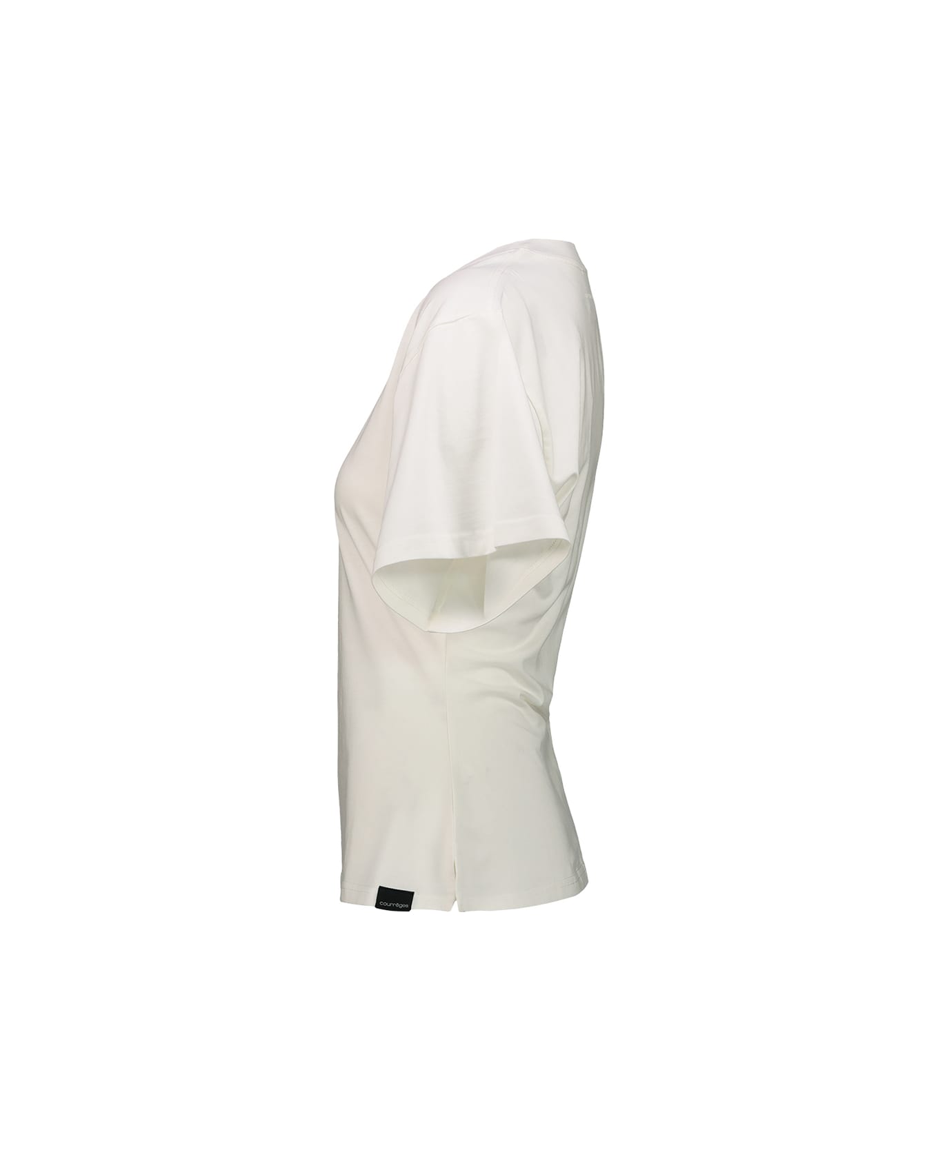 Courrèges One-shoulder T-shirt In Scuba - Heritage White