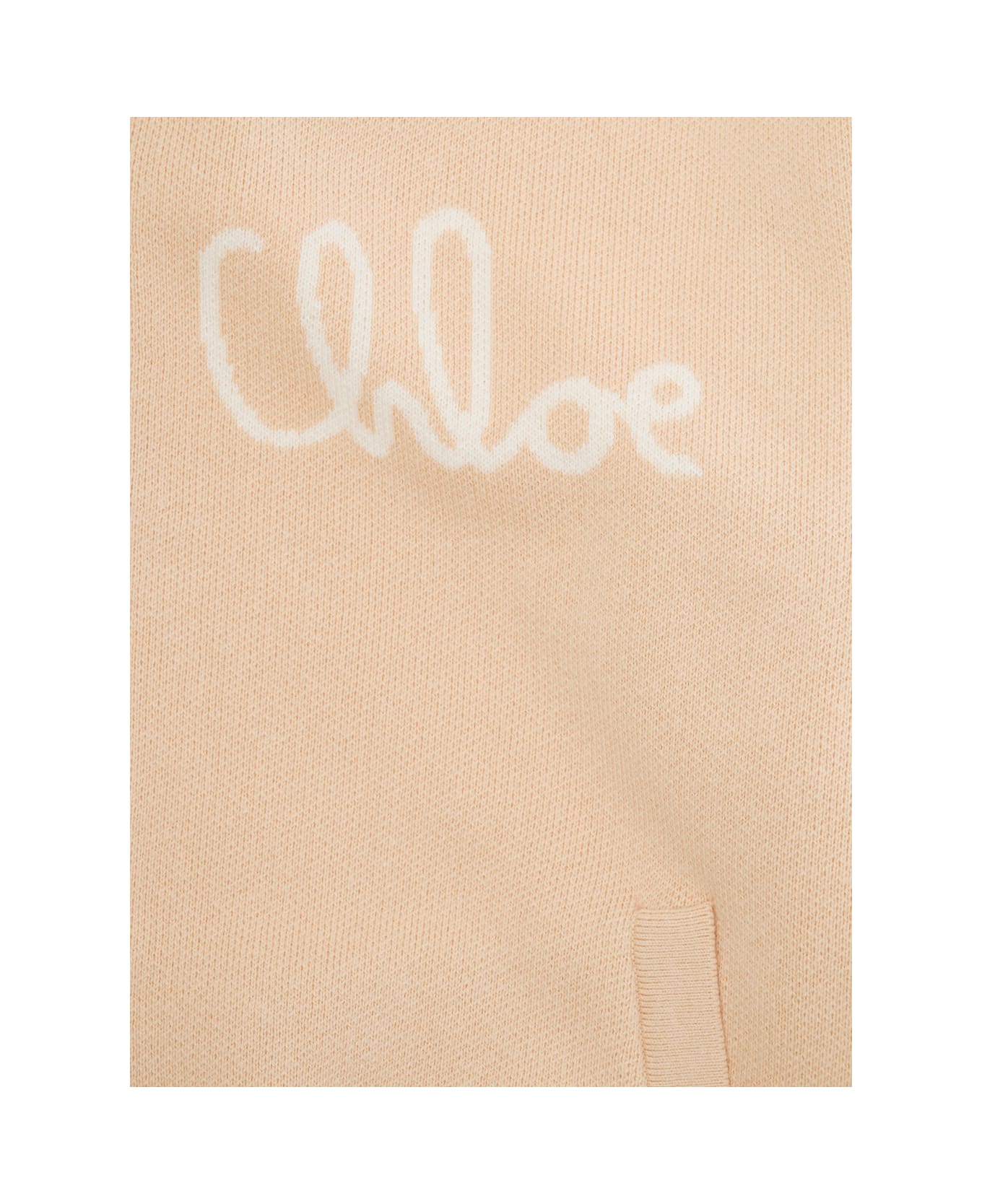 Chloé Beige Sweatshirt With Fixed Hood And Logo Lettering On The Front In Cotton Blend Girl - Beige