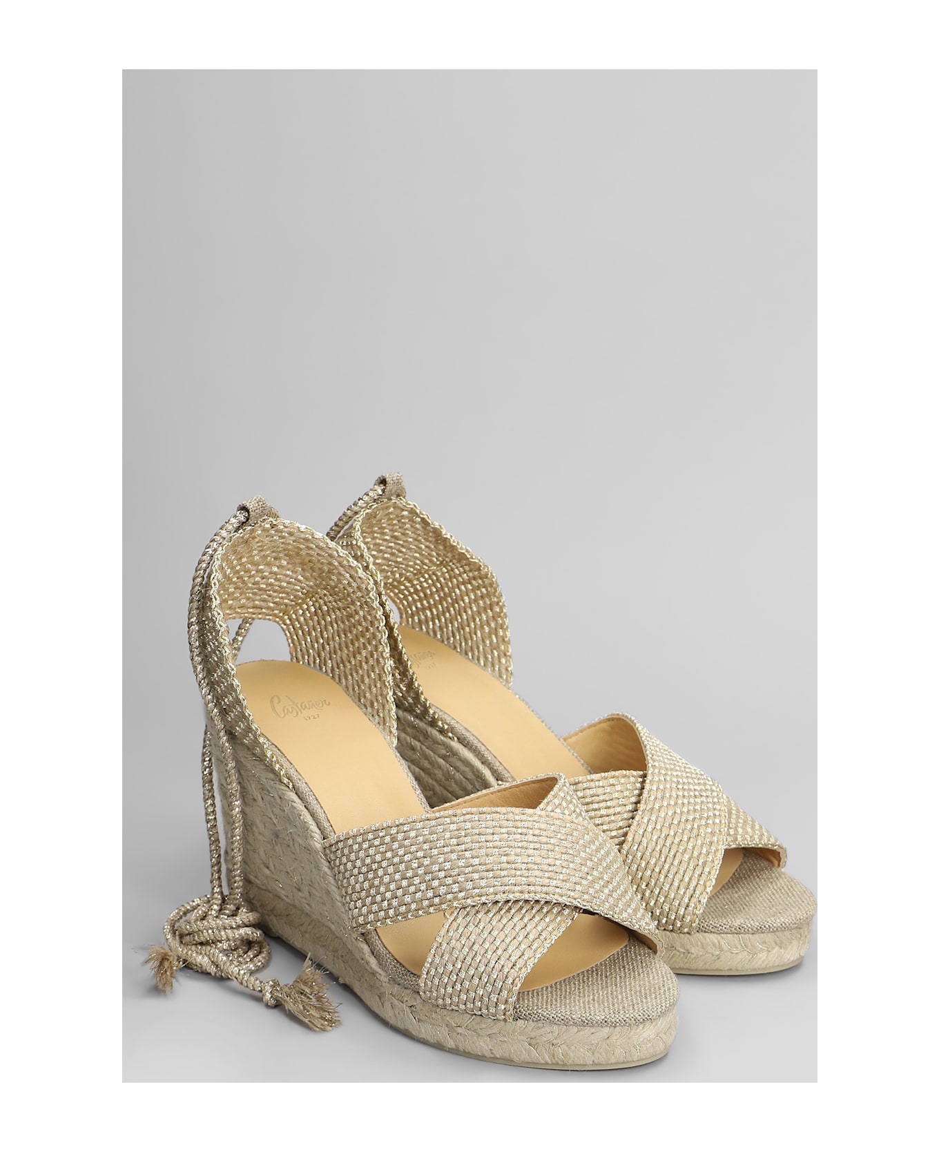 Castañer Becca-8-256 Wedges In Gold Fabric - gold