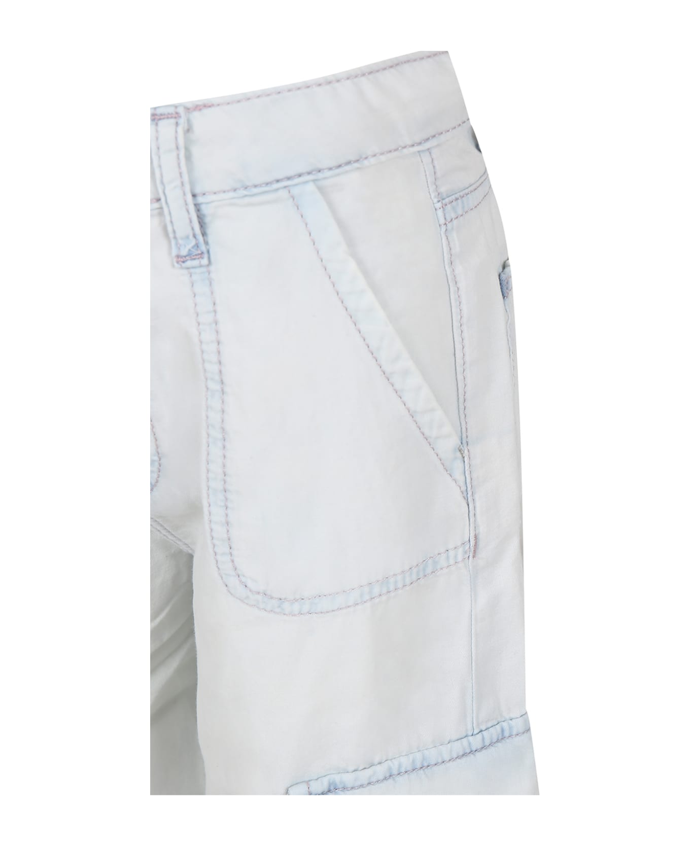 MSGM Light Blue Jeans For Girl With Logo - Denim ボトムス