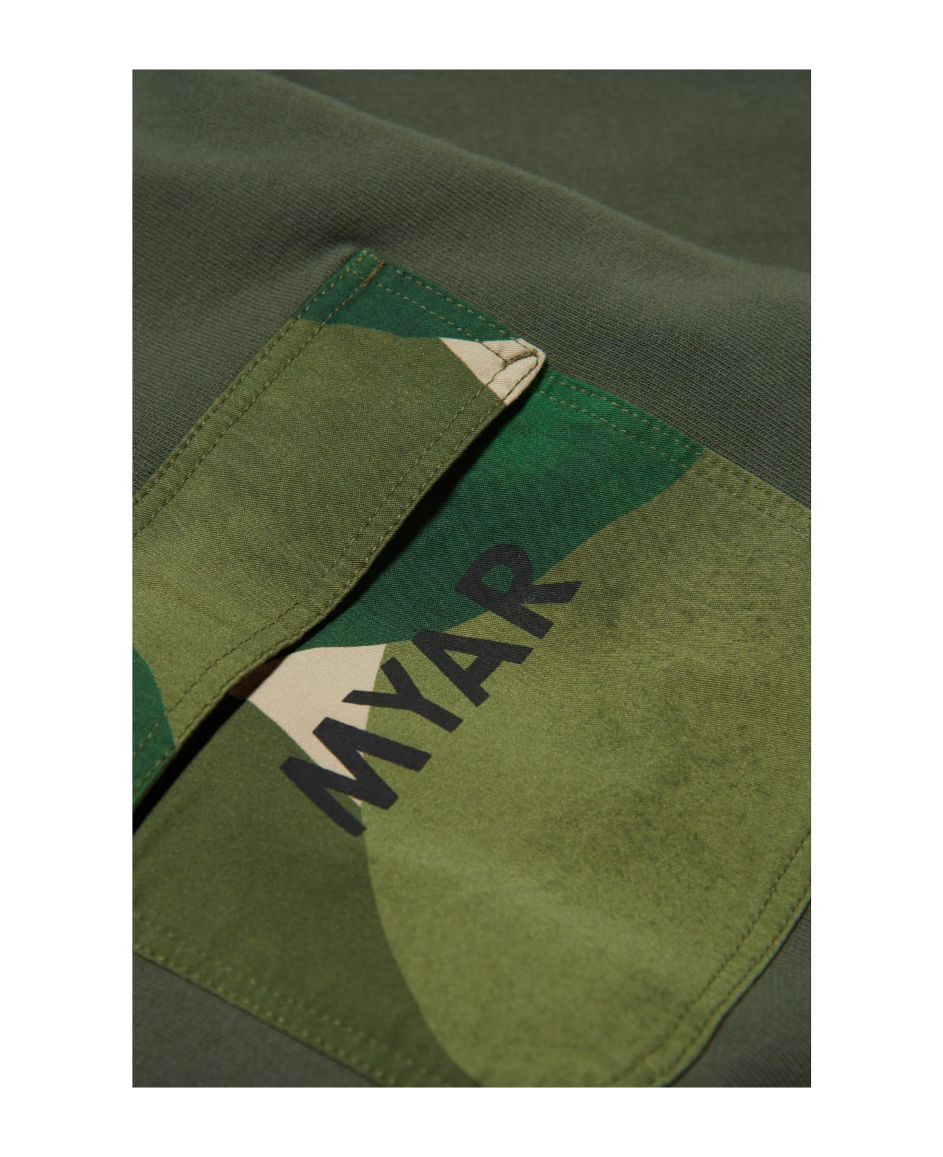 MYAR Mys20u Sweat-shirt Myar Sweatshirt With Pocket And Appliqués Fabric Deadstock Rainforest Pattern - Army green