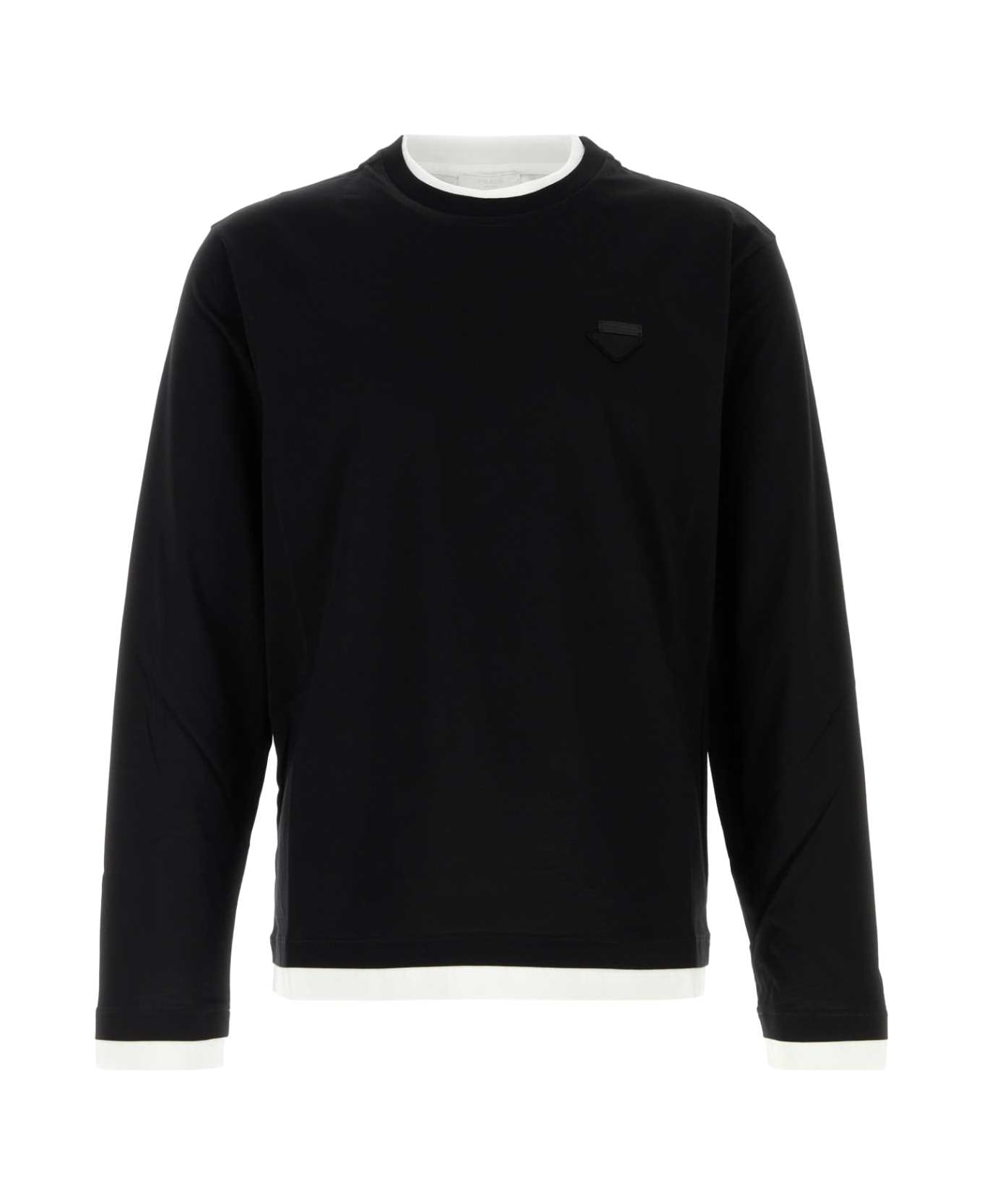 Prada Black Cotton T-shirt - NERO+BIANCO