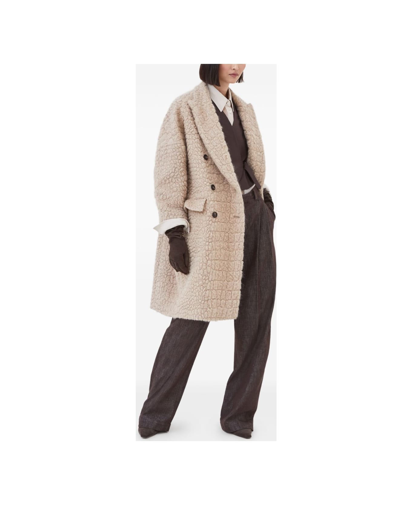 Brunello Cucinelli Wool Double-breasted Coat - Camel