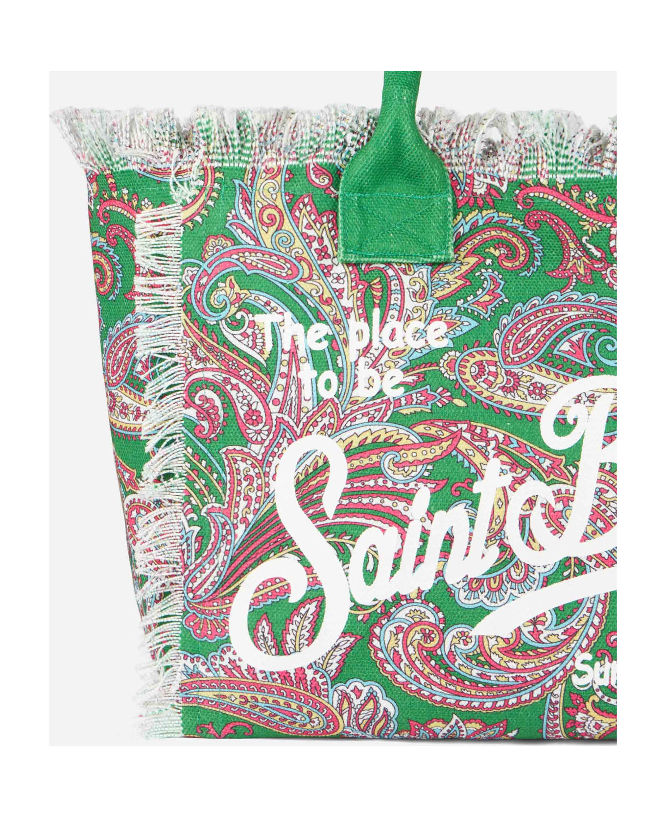 MC2 Saint Barth Vanity Canvas Shoulder Bag With Paisley Print - GREEN トートバッグ