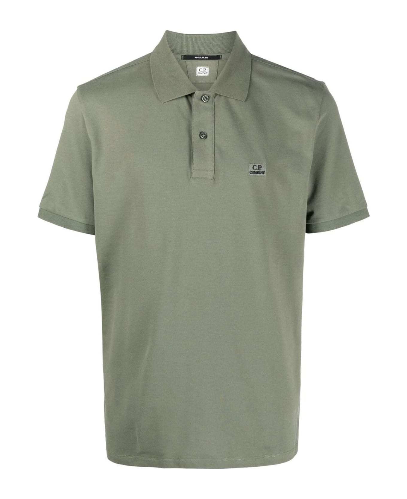C.P. Company Green Stretch Cotton Polo Shirt - 648 BRONZE GREEN
