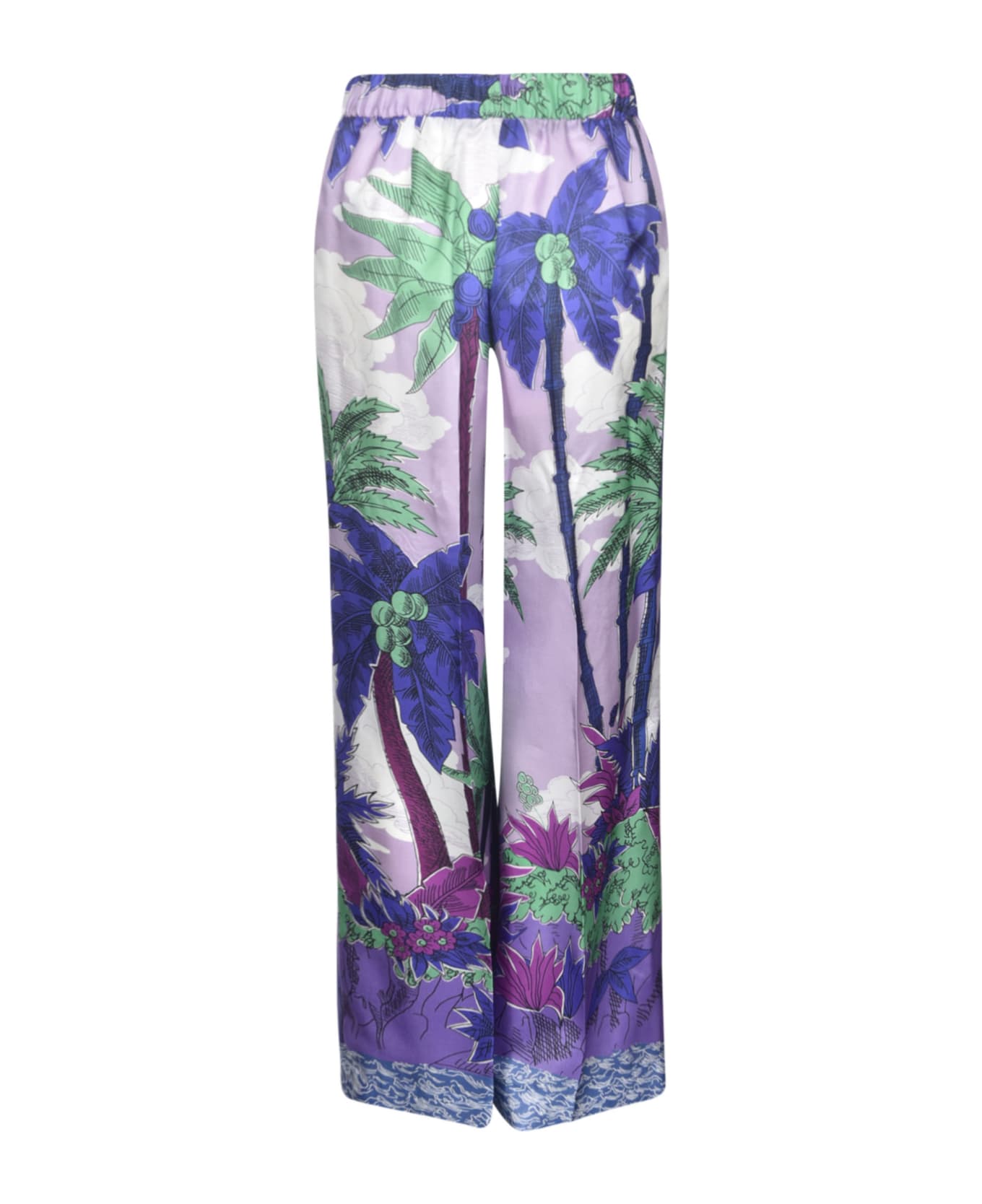 Parosh Tropical Print Trousers - Violet ボトムス