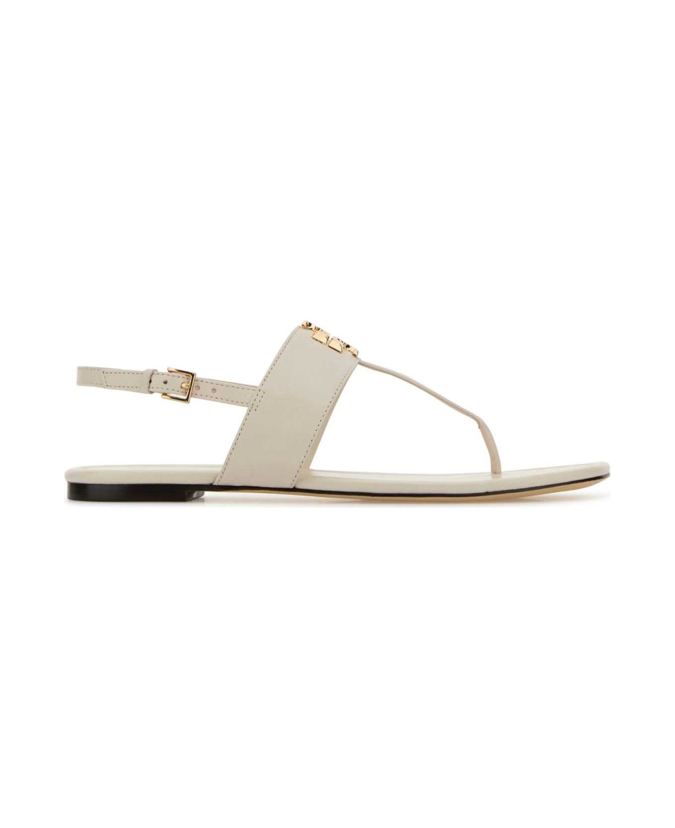 Tory Burch Ivory Leather Eleanor Thong Sandals - LIGHTCREAM