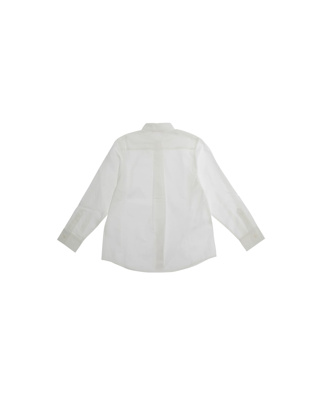 Marni White Shirt With Classic Collar And Logo In Cotton Boy - White